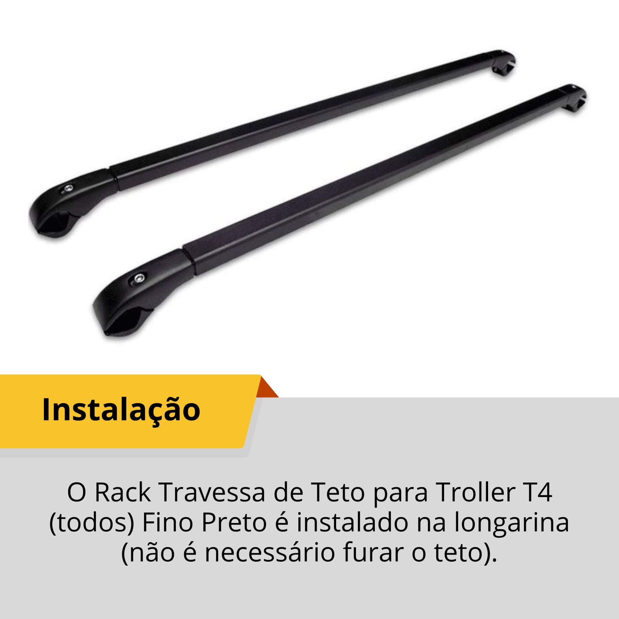 Travessa Teto Troller T4 Preta Fina (par) Projecar - TR-701