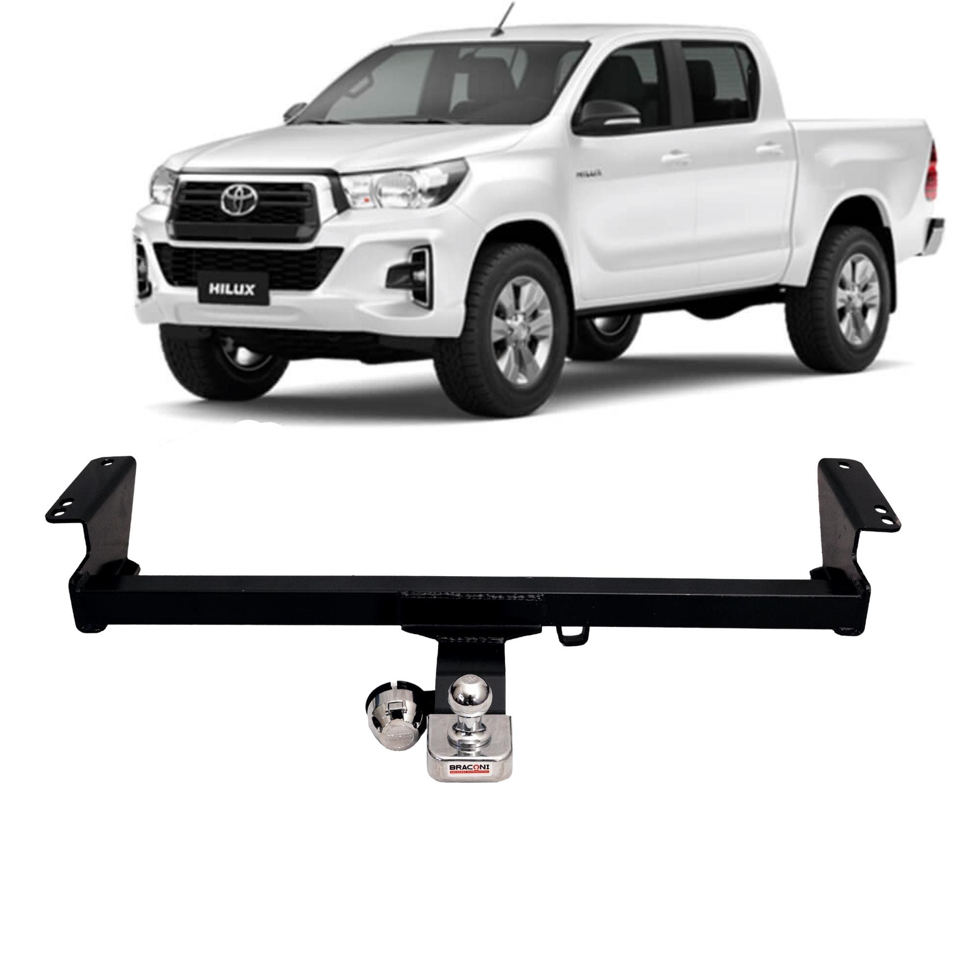 Engate Braconi Hilux 2016 até 2021 pick-up com Bola Cromada Tração 1000kg Fixo - IM-140
