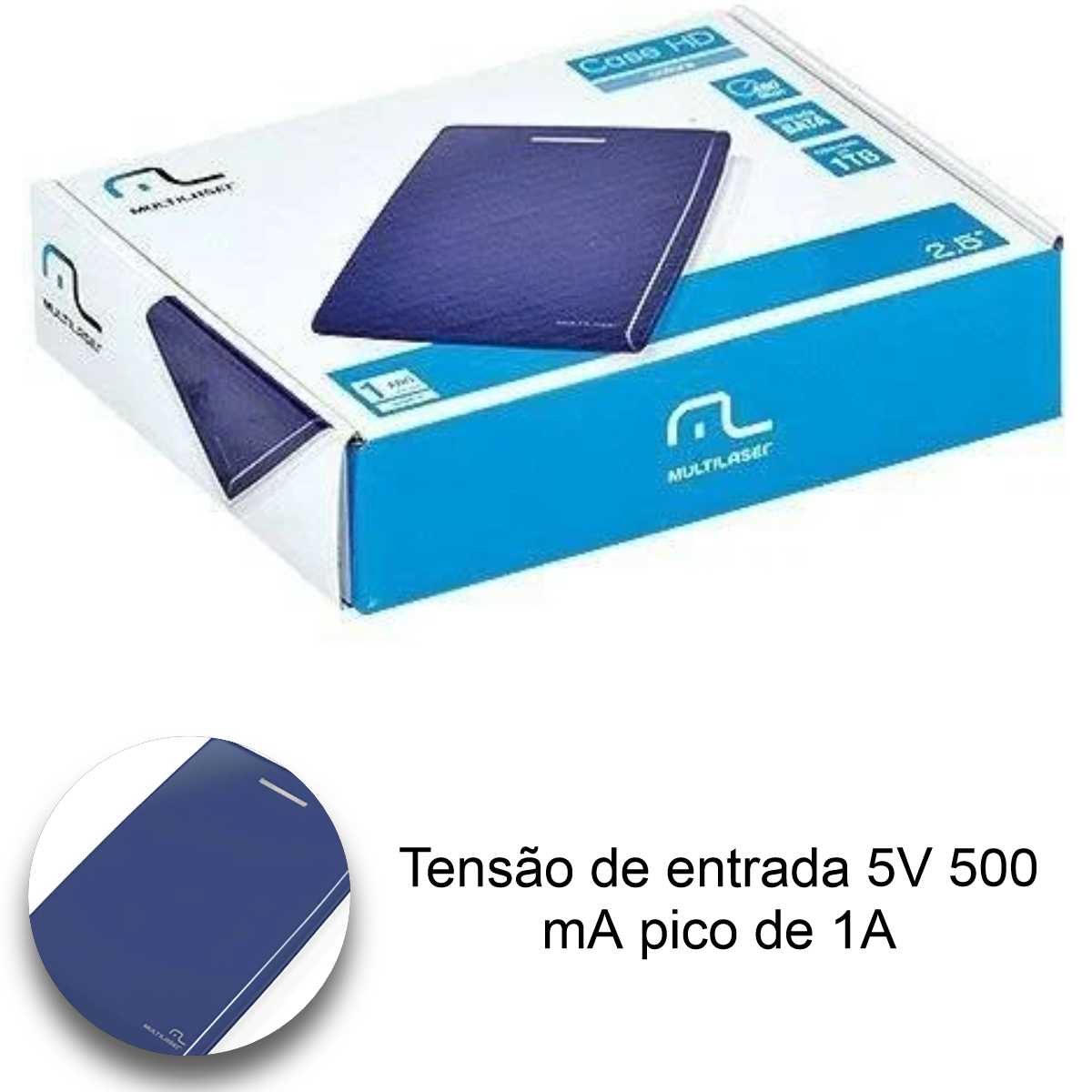 Case Externa para HD 2.5' USB 2.0 SATA Azul Multilaser - GA117