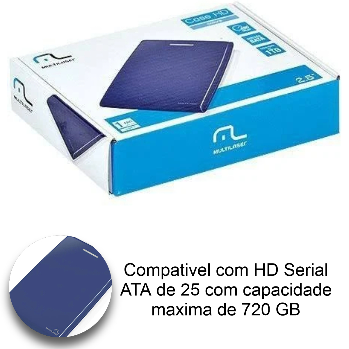 Case Externa para HD 2.5' USB 2.0 SATA Azul Multilaser - GA117