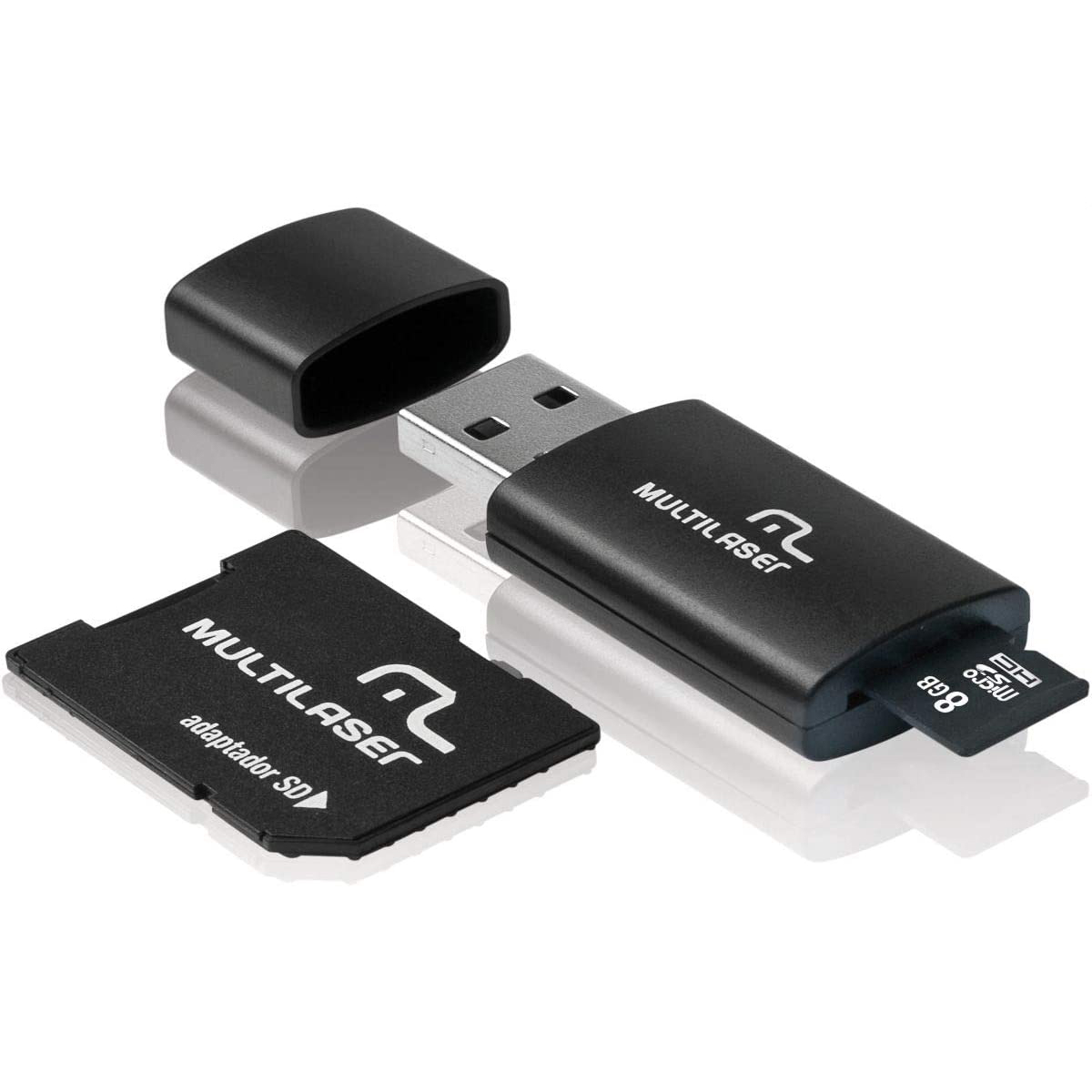 Pen drive 8 Gb - Leitor/Micro SD + Adaptador MC058 Multilaser