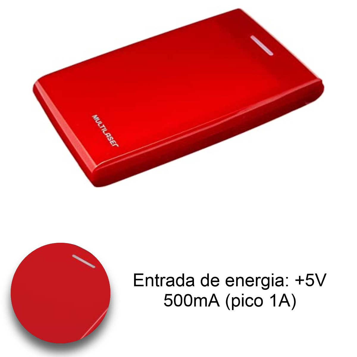 Case Externo para HD 2.5' USB 2.0 SATA Vermelho Multilaser - GA116