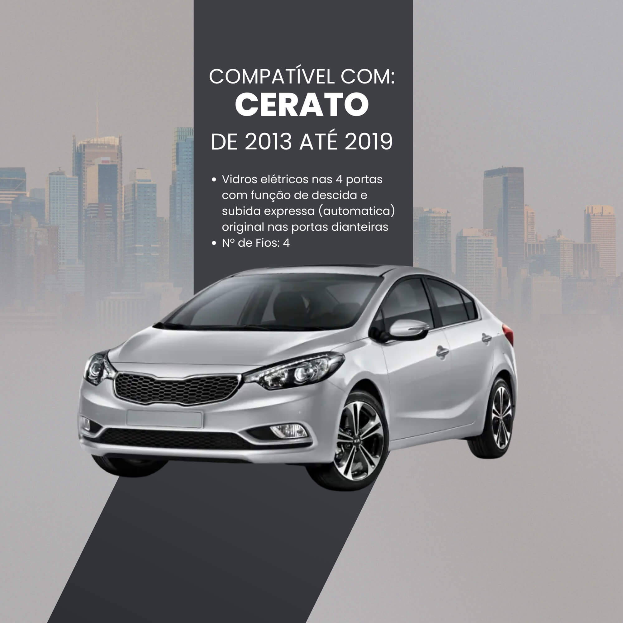Módulo Automação de Vidros Elétricos compatível com Cerato 13/19 Tury - PRO 4.32BF
