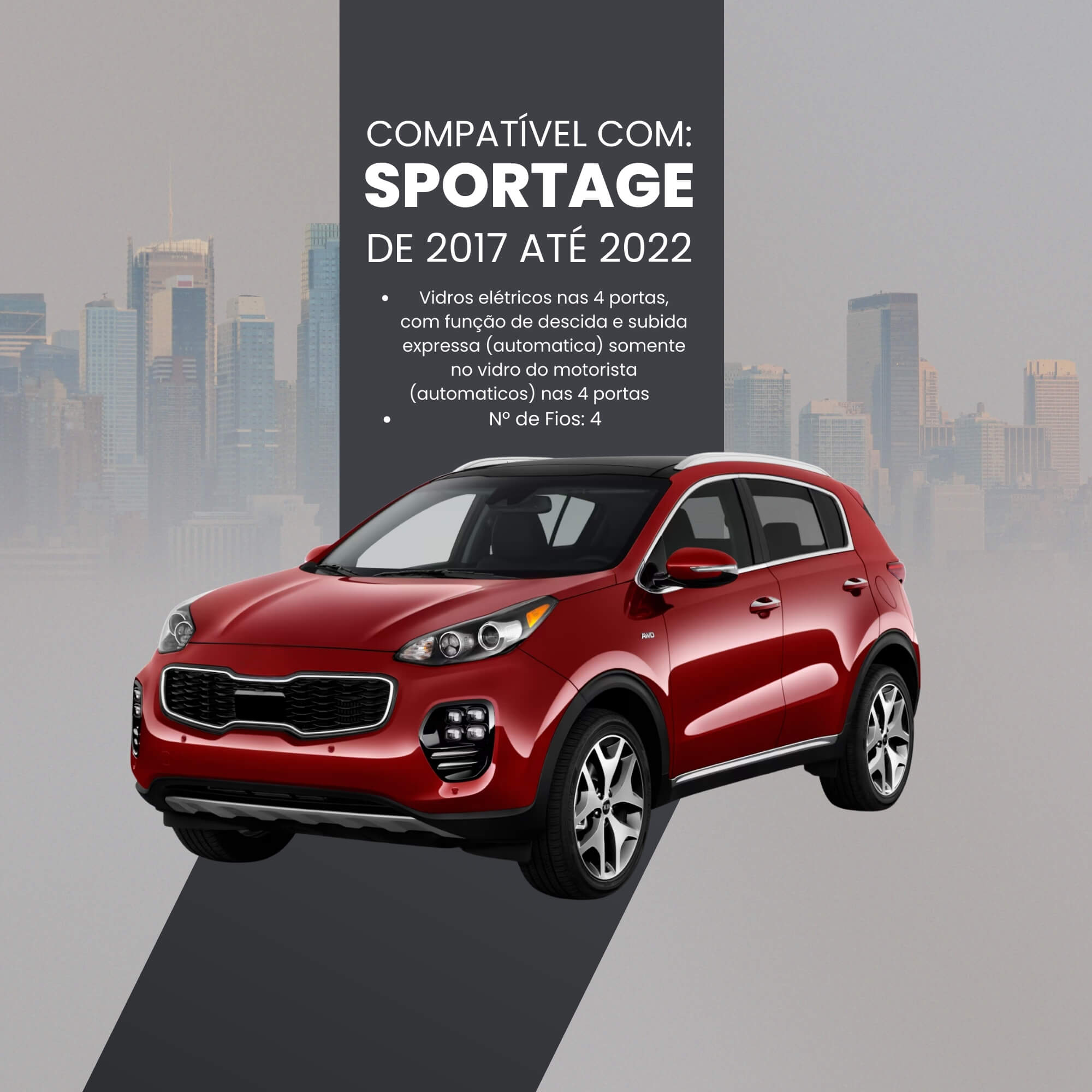 Módulo Automação de Vidros Elétricos compatível com Sportage 17/22 Tury - PRO 4.31DK