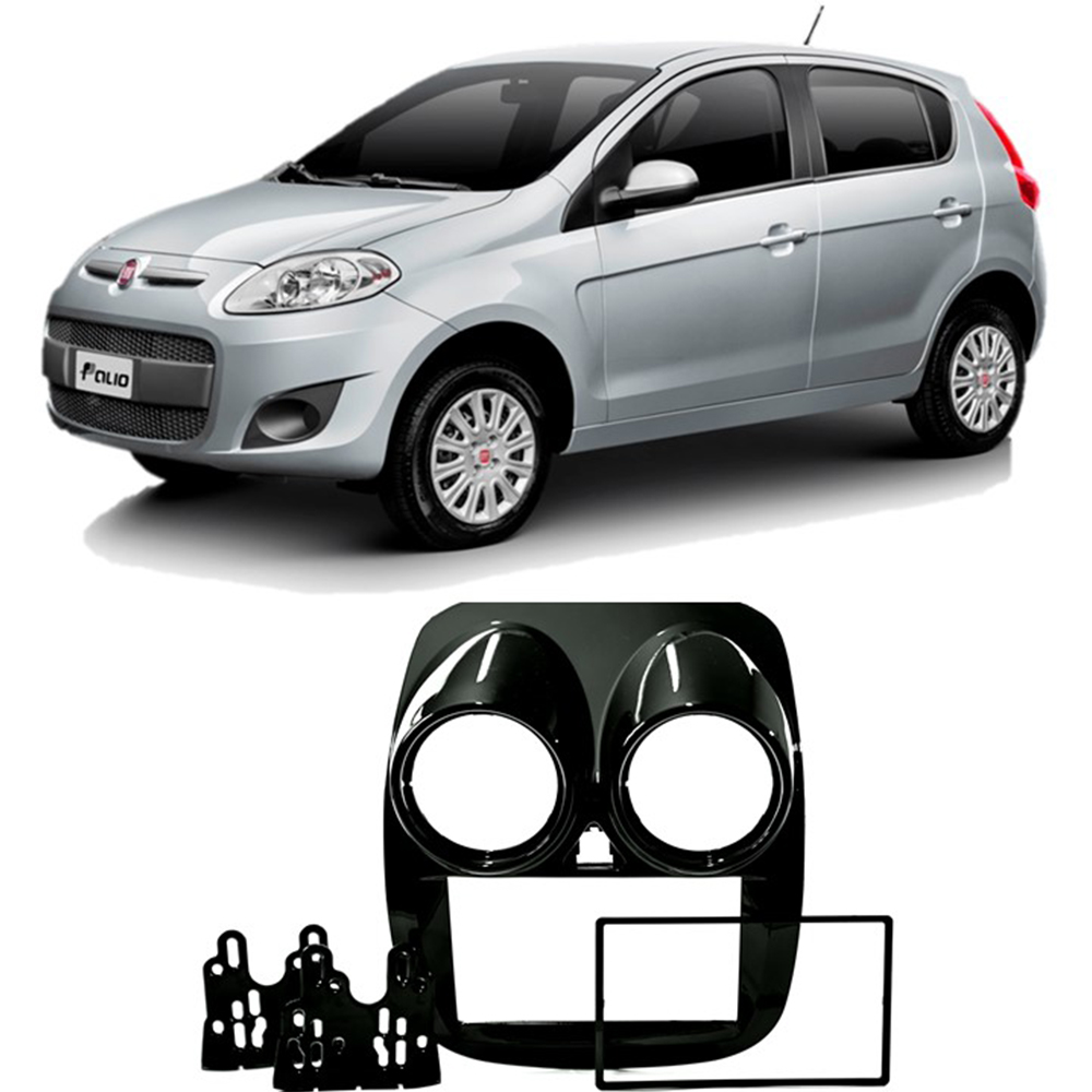 Moldura 2 Din 7 Polegadas Pálio 2012 a 2019 com 2 Furos Black Pianno CH/JP EPX201