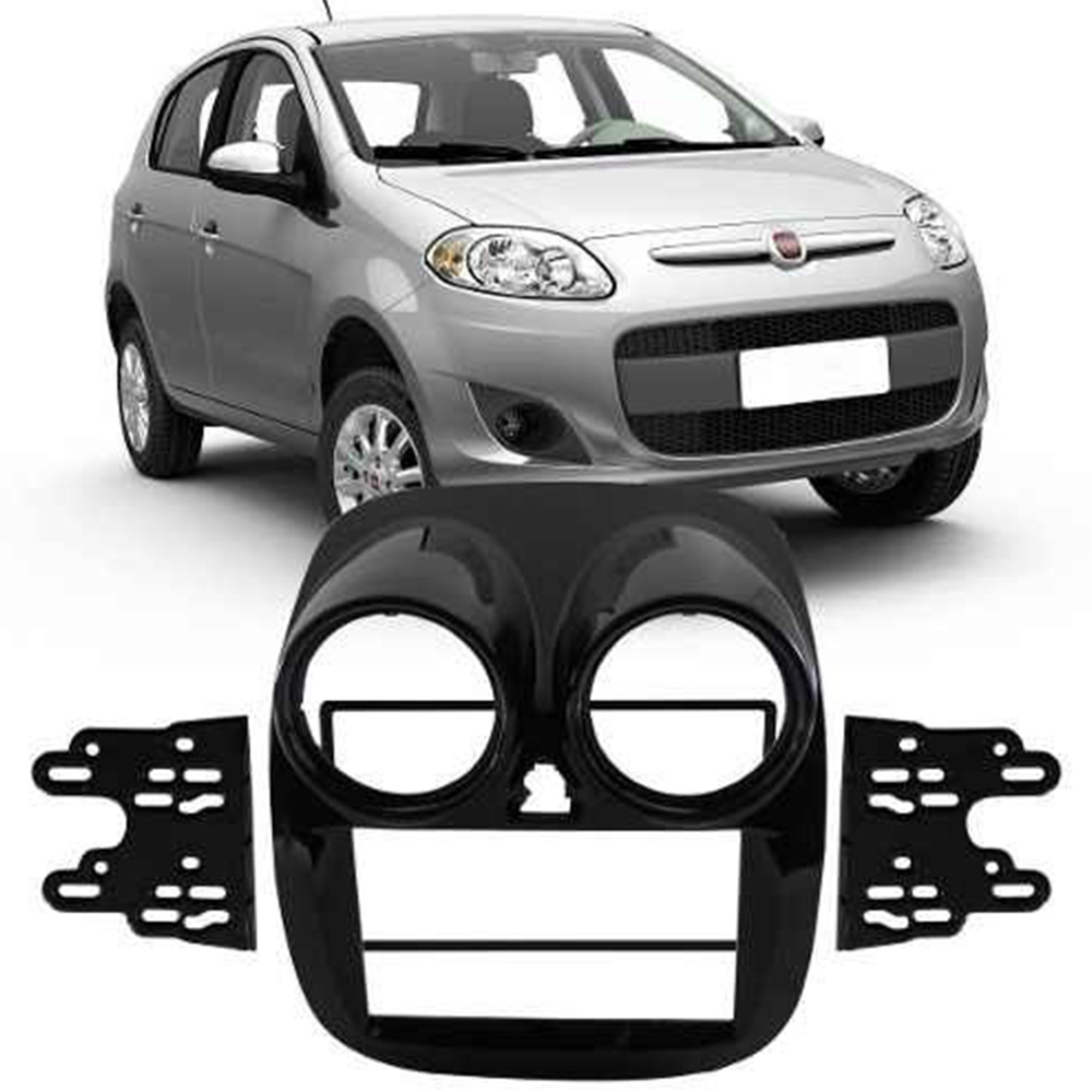 Moldura 2 Din 7 Polegadas Pálio 2012 a 2019 com 2 Furos Black Pianno CH/JP EPX201
