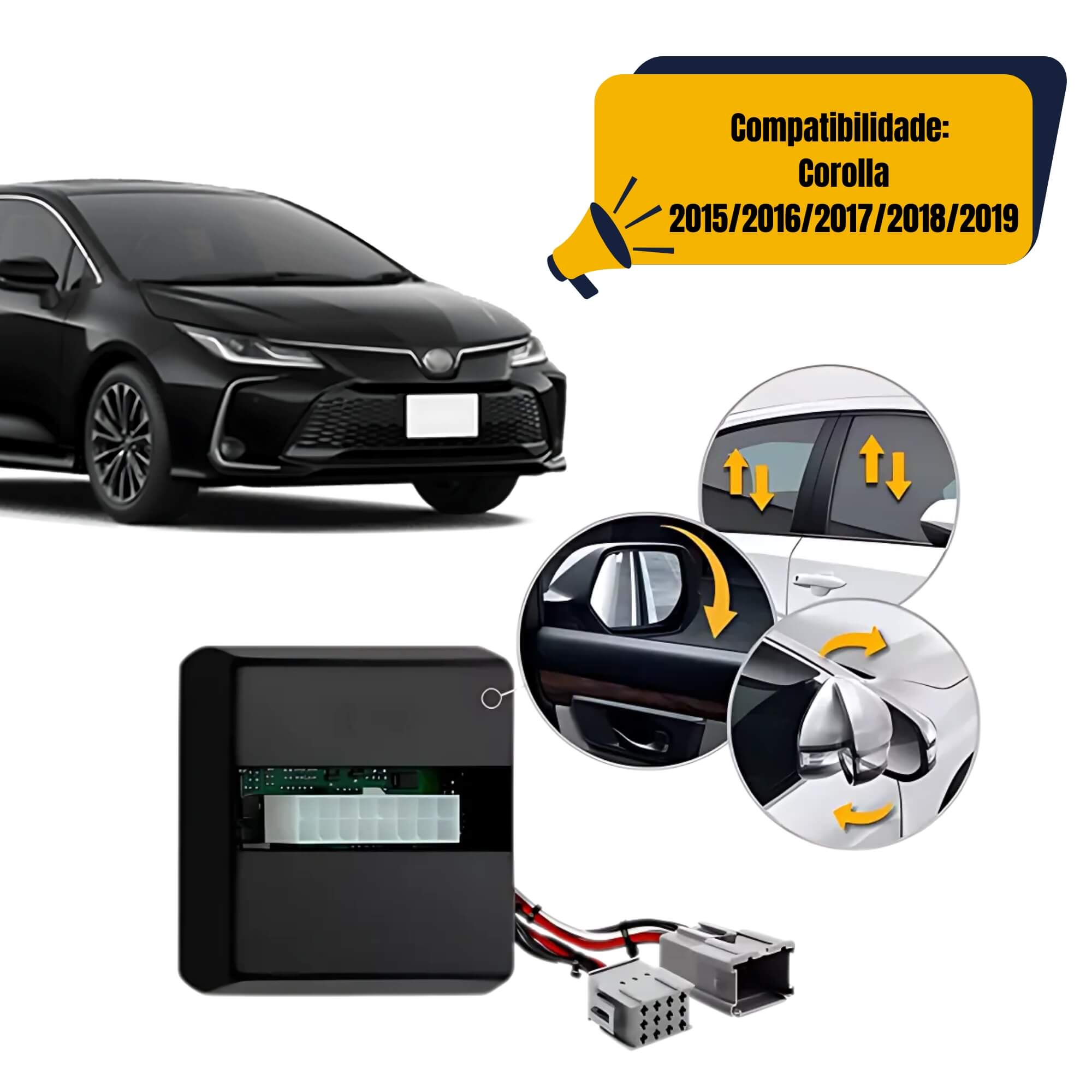 Módulo de Vidro Elétrico Rebatimento Tilt Down Corolla 2015-2019 4 Portas Tury - PARK 5.4.3 CT