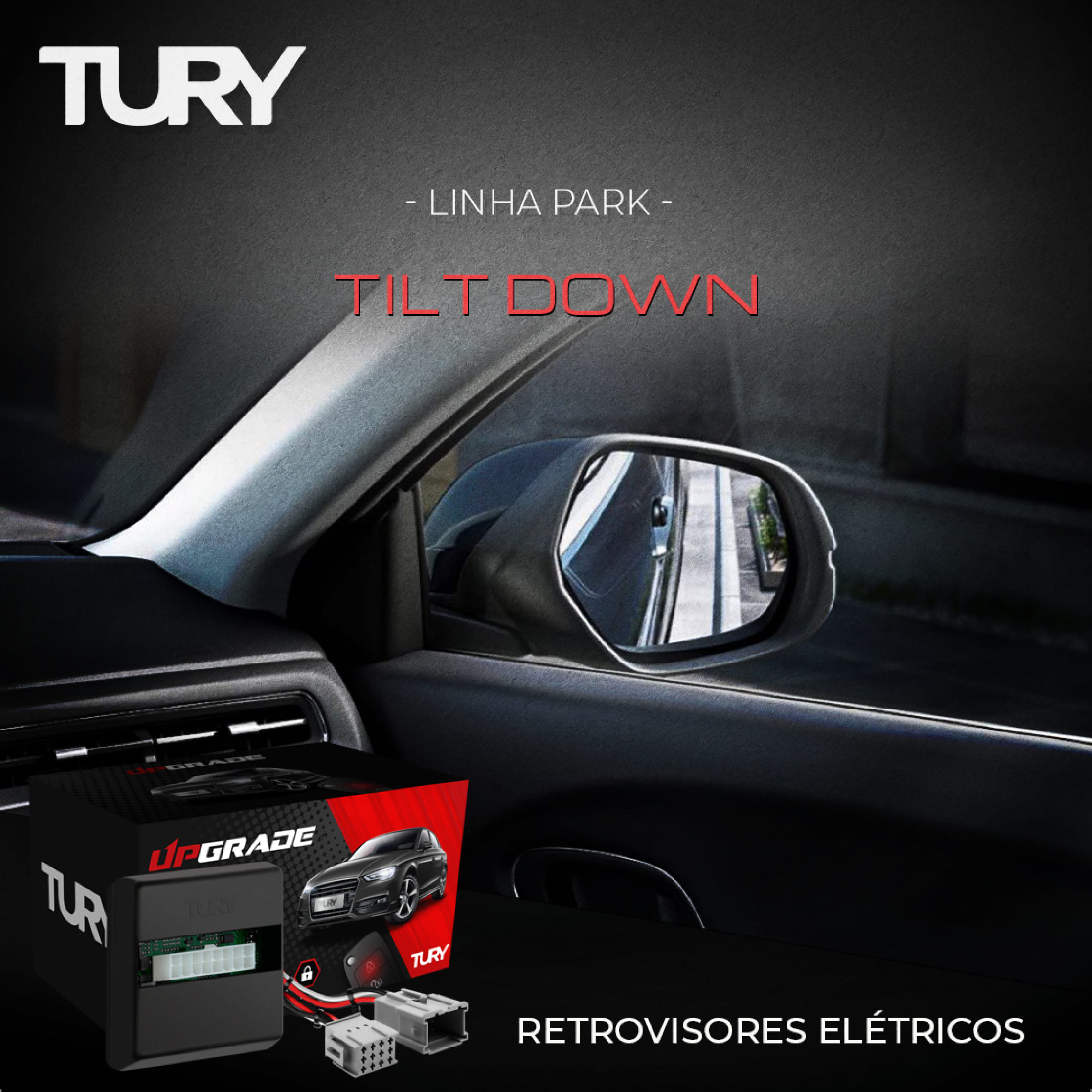 Módulo Retrovisor Elétrico Tilt Down Automotivo Kicks 2016 Versa 2021 em diante Tury PARK1.2.6CC