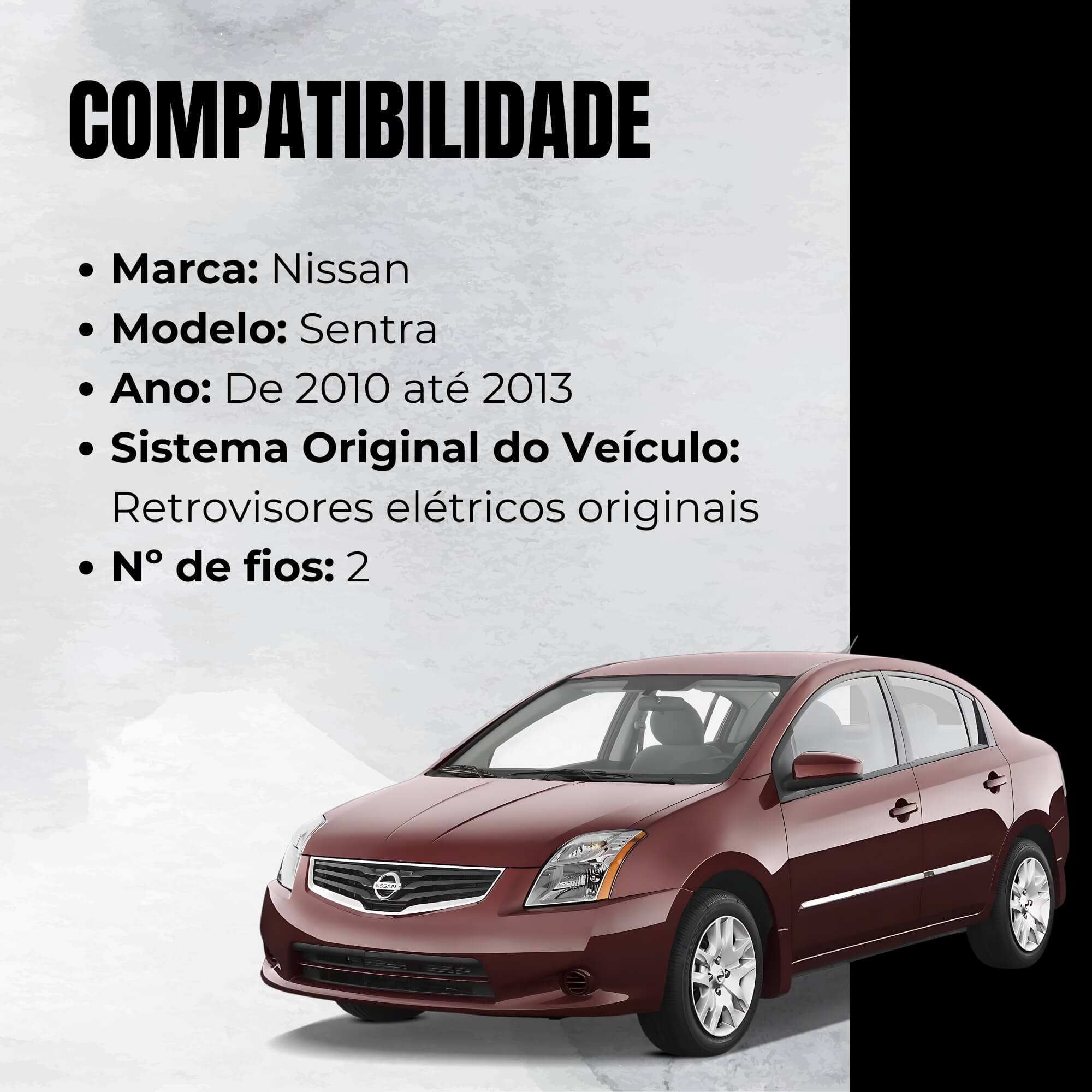 Módulo Automação de Retrovisores compatível com Sentra de 2010 até 2013 Tury - PARK1.0.1BK