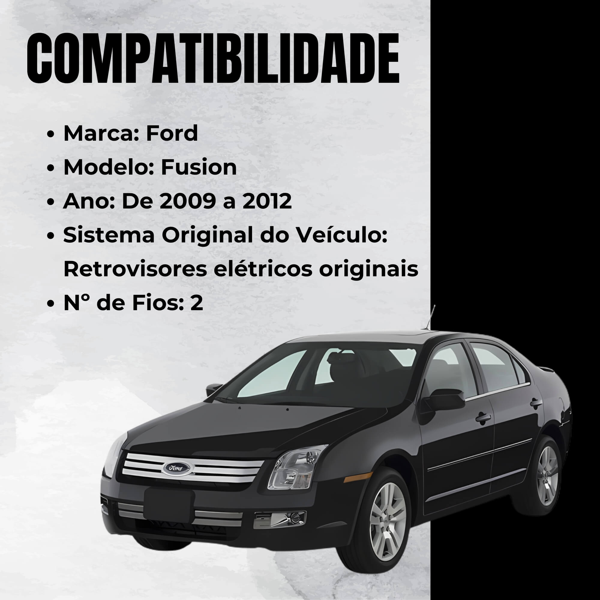 Módulo Automação de Retrovisores compatível com Ford Fusion de 2009 a 2012 Tury - PARK1.1.2BZ