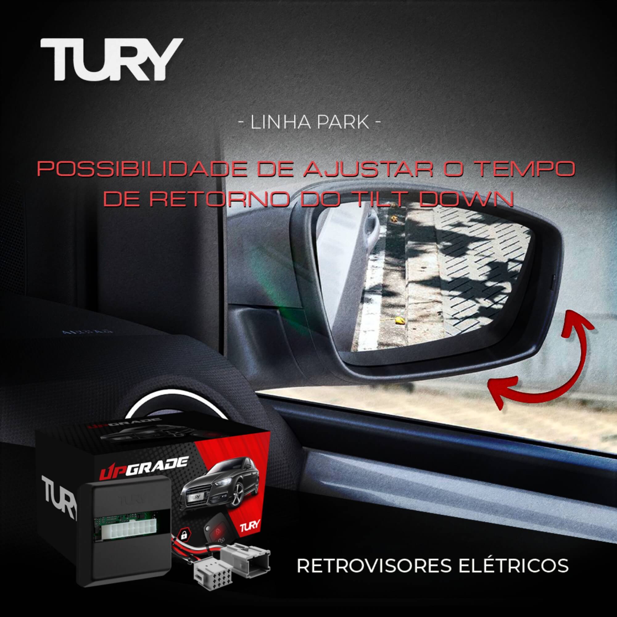 Módulo Retrovisor com Tilt Down para carro Fiat Bravo de 2010 a 2018 Tury - PARK1.2.6AB