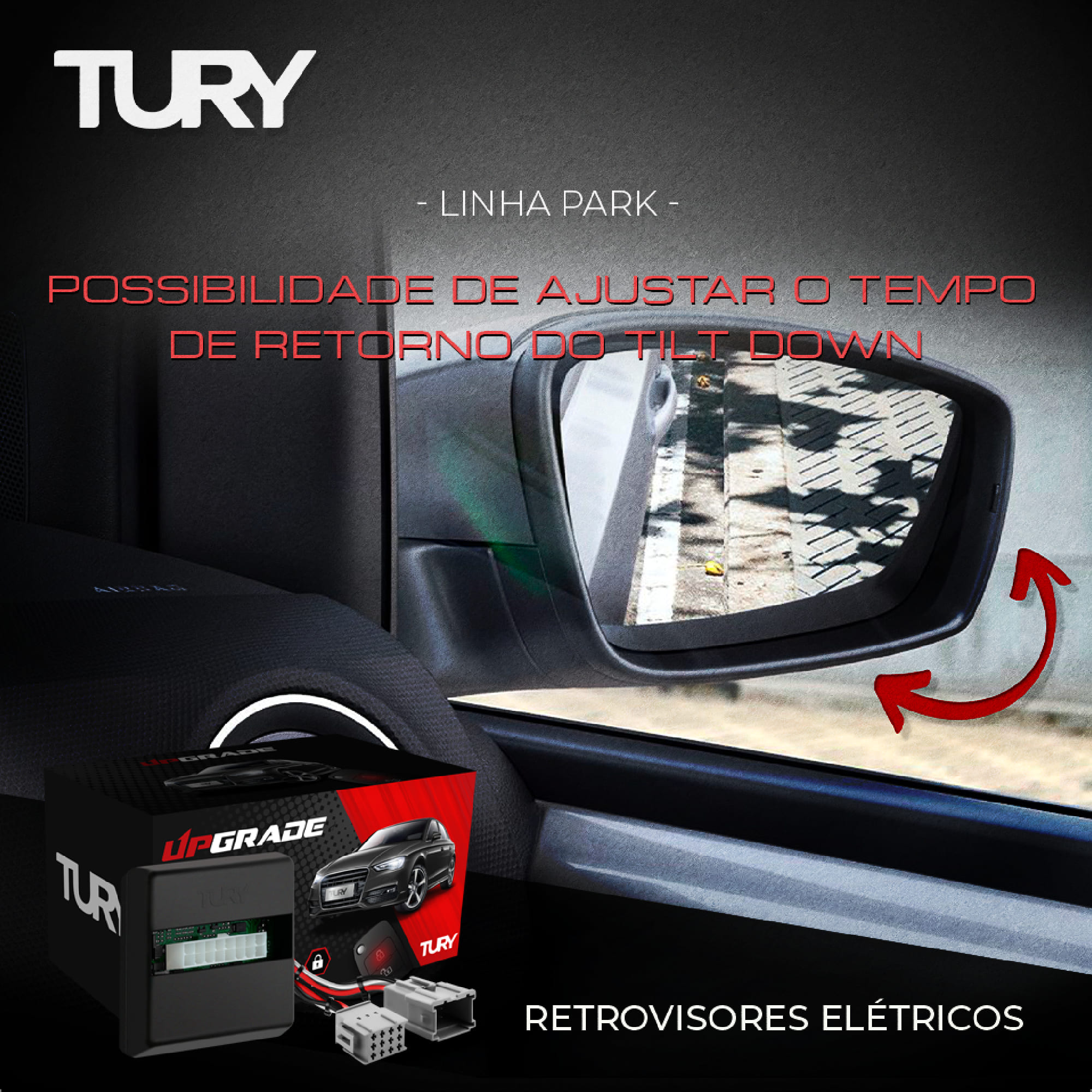 Módulo Retrovisor Elétrico March 2011 em Diante Plug & Play Função Tilt Down Tury - PARK1.3.8U