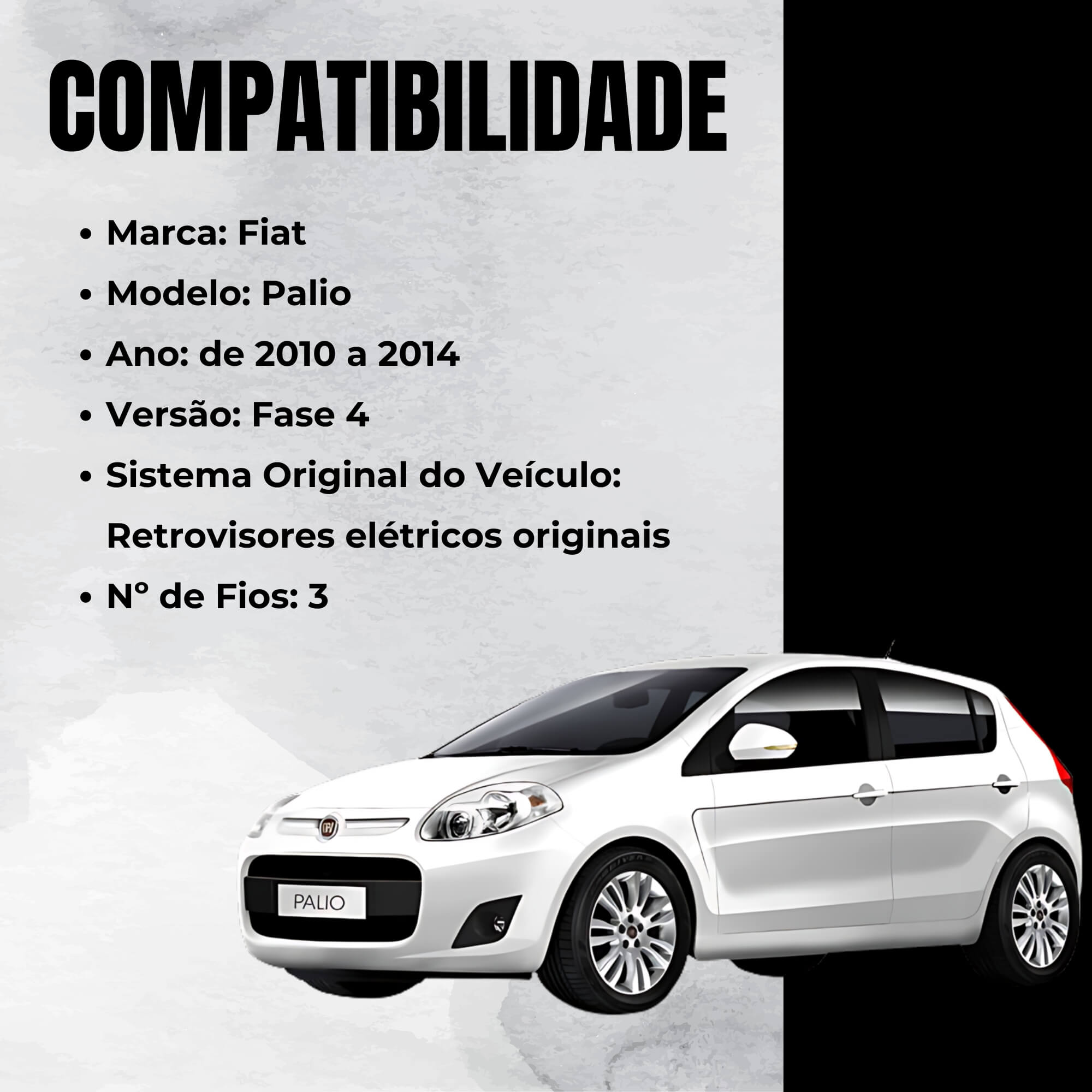 Módulo Automação de Retrovisores com Tilt Down para carro Palio 2010 a 2014 Tury - PARK1.52.6BB