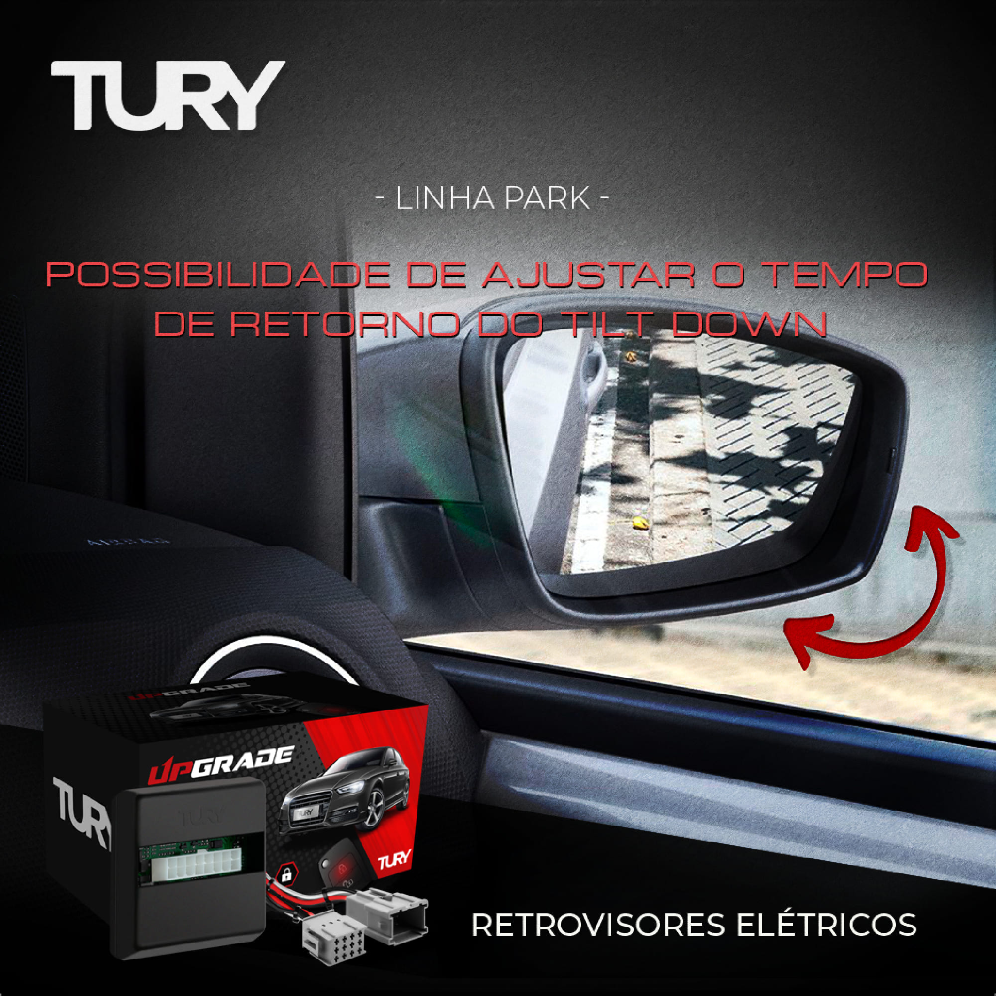 Módulo Retrovisor Elétrico Rebatimento Tilt Down Bravo 2010 até 2018 Tury PARK3.2.5AJ