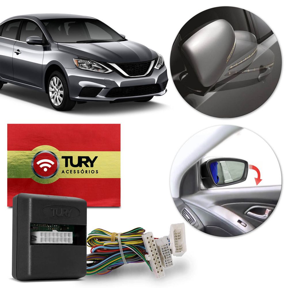Modulo de Retrovisor Tury Nissan Sentra PARK3.3.7M Tilt Down + Rebatimento Retrovisor