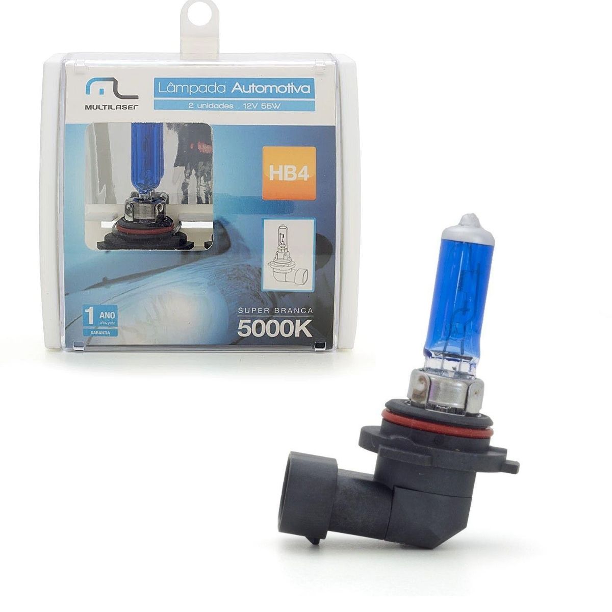 Lâmpada Super Branca Multilaser Automotiva Efeito Xenon HB-4 12V 55W (par) Multilaser AU814
