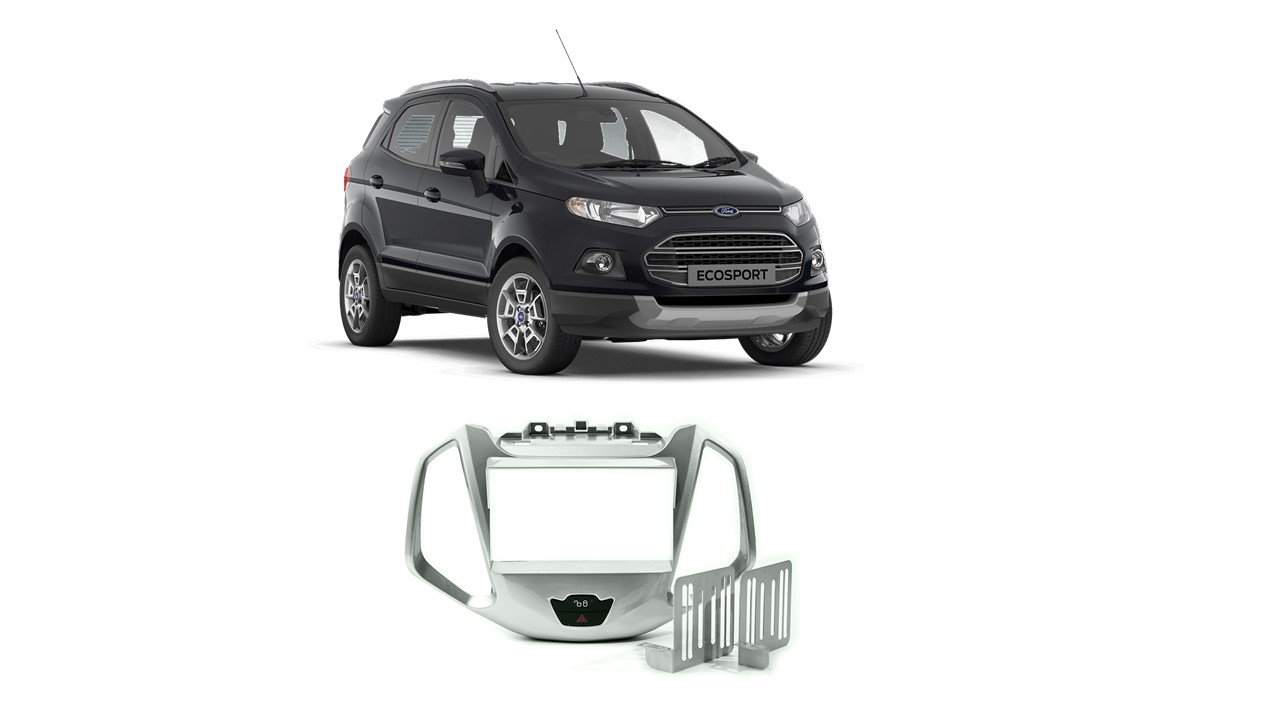Moldura 2 Din Ford Ecosport 2013 a 2017 com Botão de pisca e trava - Padrão JP EPX 098