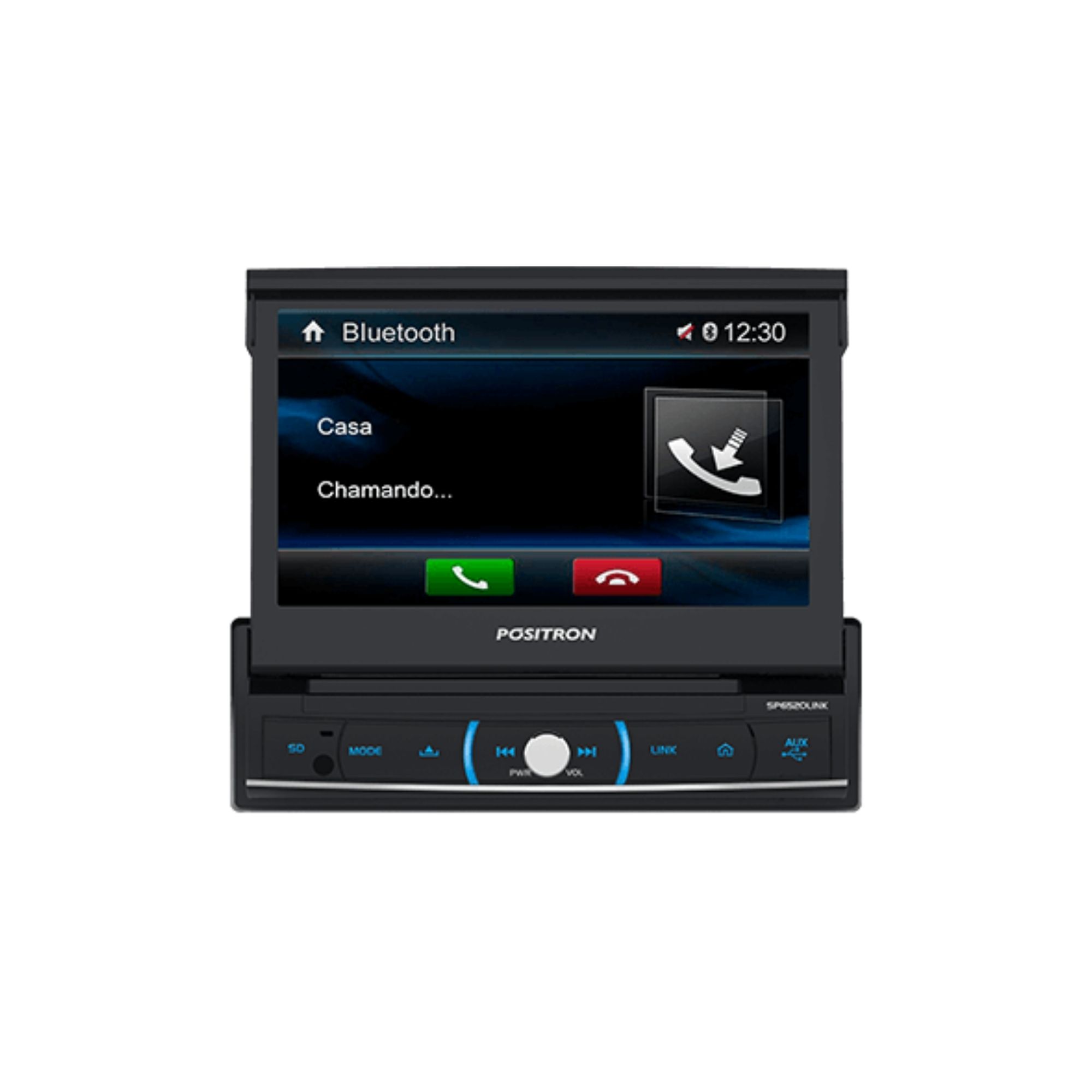 Central Multimídia 7" retratil TV/BT/USB/MicroSD/AM/FM/RCA/Espelhamento Positron SP6520 LINK
