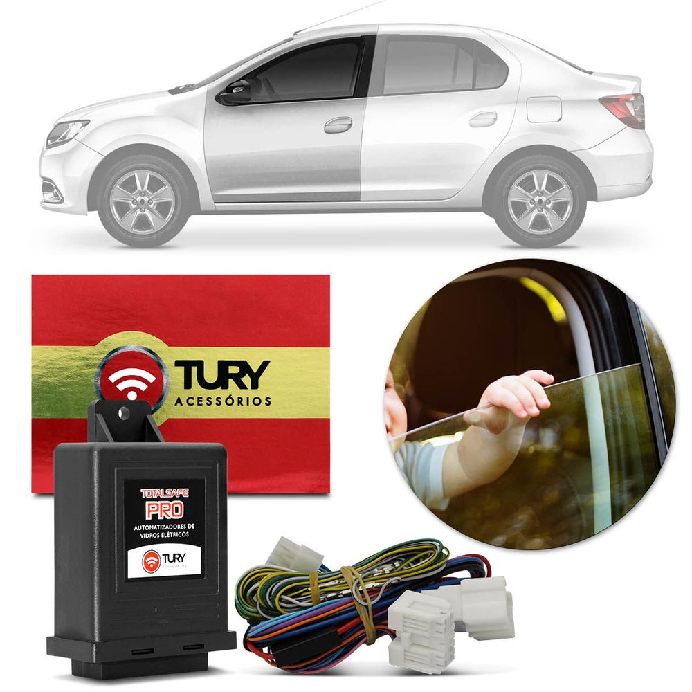Modulo de Vidro Tury Logan/Sandero Authentique 2014 em diante com anti-esmagamento PRO2.12DV