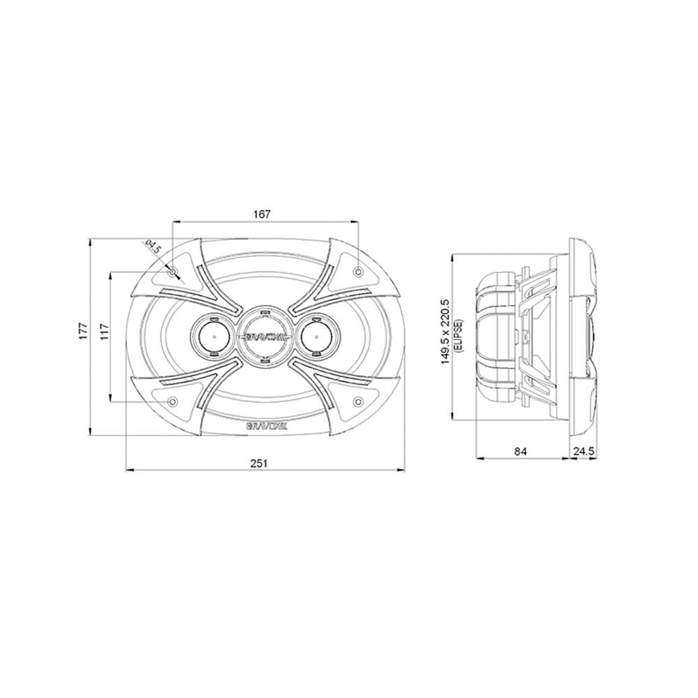 Alto Falante Bravox Kit Fácil BK 2 falante 6' + 02 falante 6x9 110+80WRMS 	9-7071/671