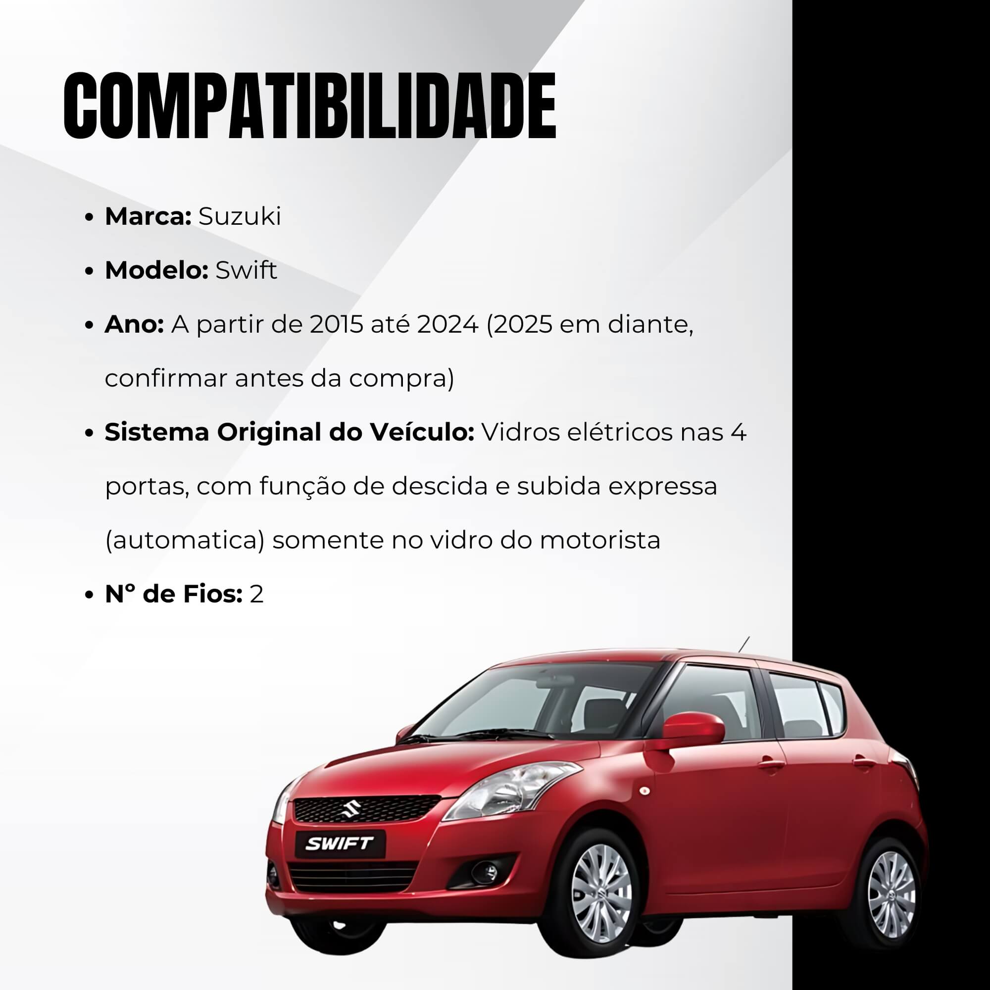 Módulo de Vidro com Anti-Esmagamento compatível com Suzuki Swift a partir de 2015 Tury - PRO4.28CI