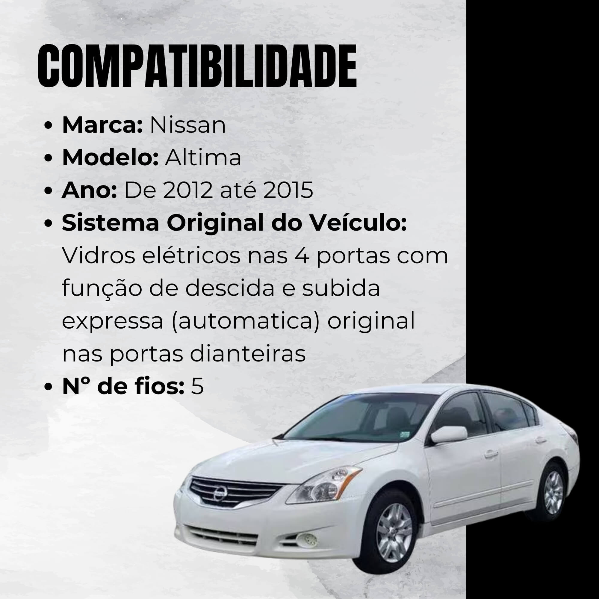 Módulo Automação de Vidros Elétricos compatível com Altima de 2012 até 2015 Tury - PRO 4.38DW