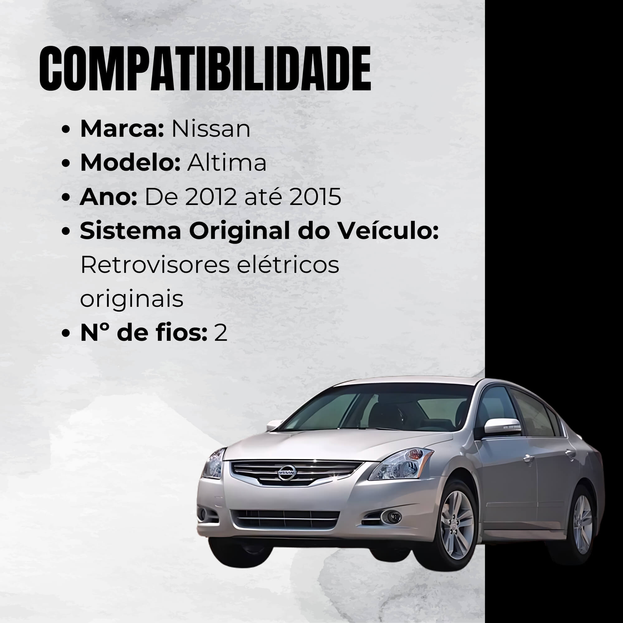 Módulo Automação de Retrovisores compatível com Altima de 2012 até 2015 Tury - PARK1.0.0CJ