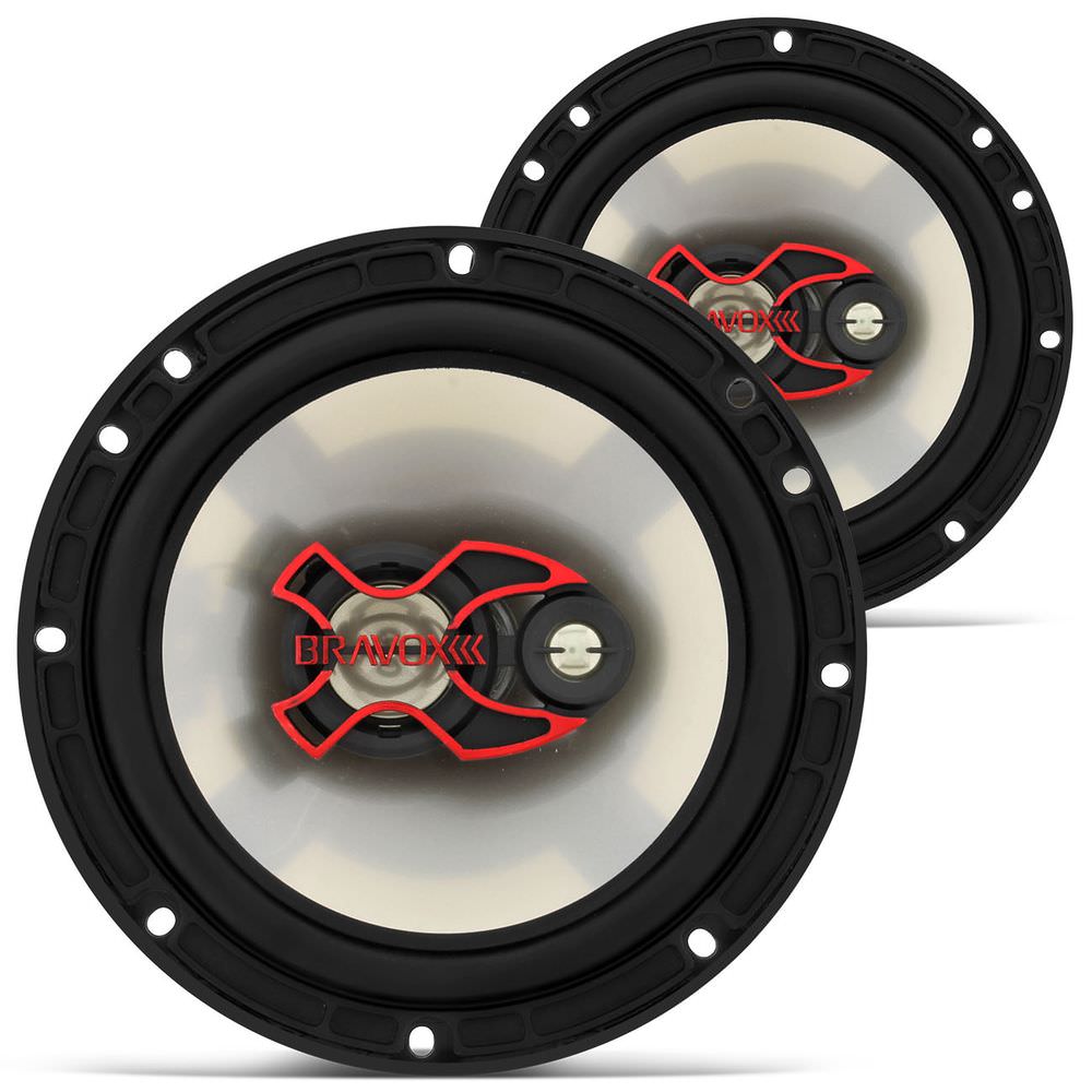 KIT 4 Alto Falantes Bravox Triaxial 6Pol B3X60X e Aros adaptadores Para Polo 03/...