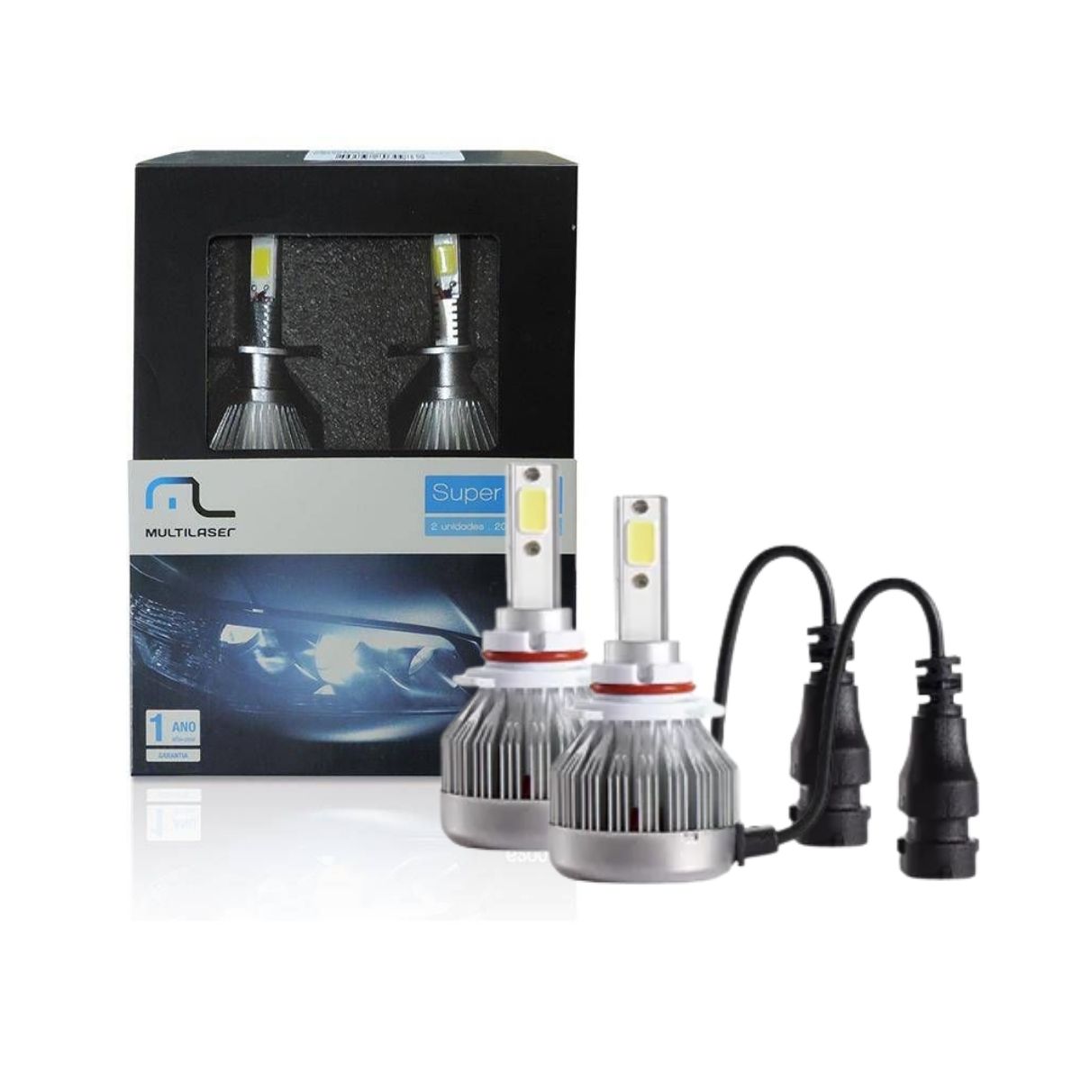 Par de Lâmpadas Super Led Automotiva H1 6200K 2000L Resistente a Água AU832 Multilaser