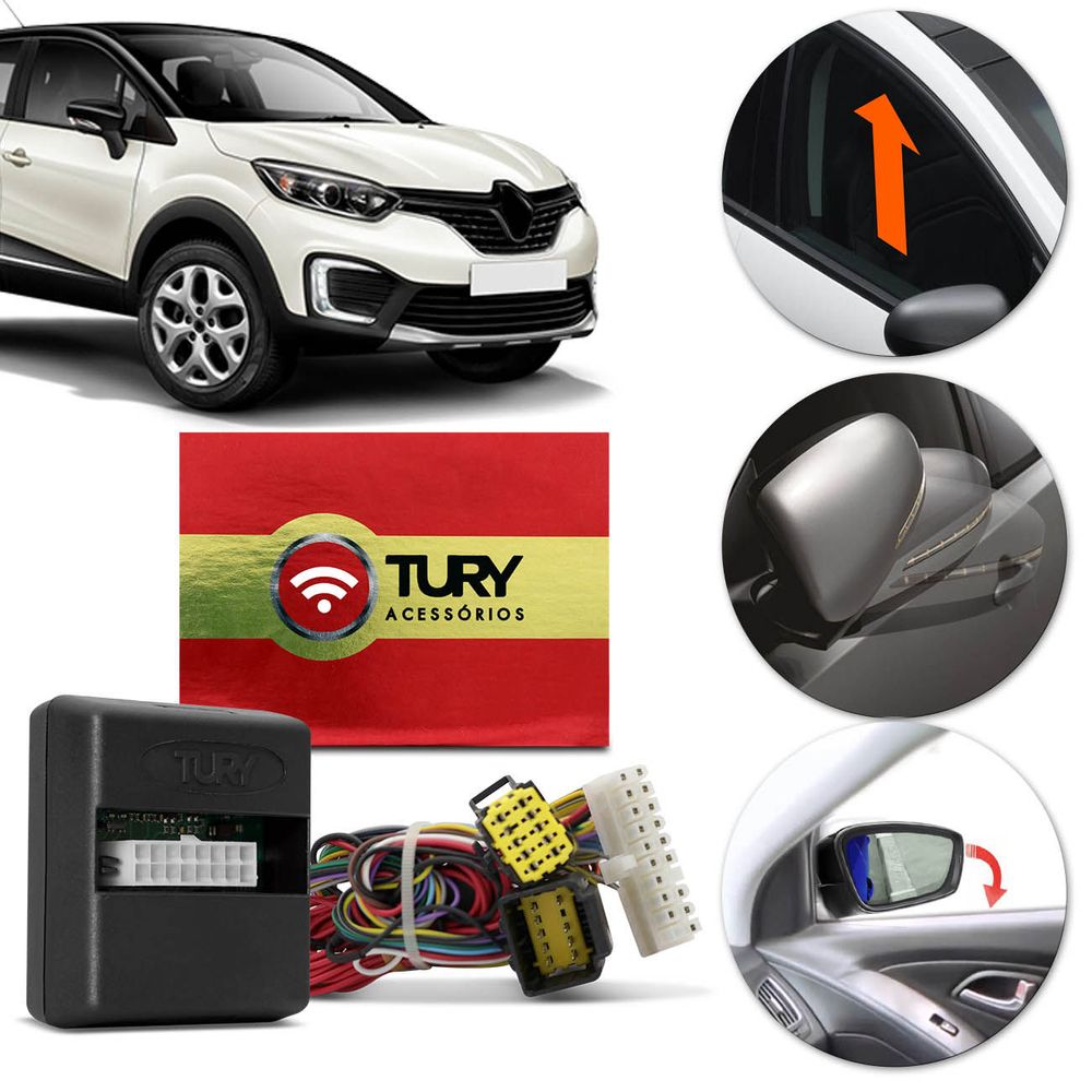 Modulo de Vidro Renault Captur 2017+ Tury c/ Anti-esmag.PARK5.3.7CP - Fechamento/Rebati./Tilt Down