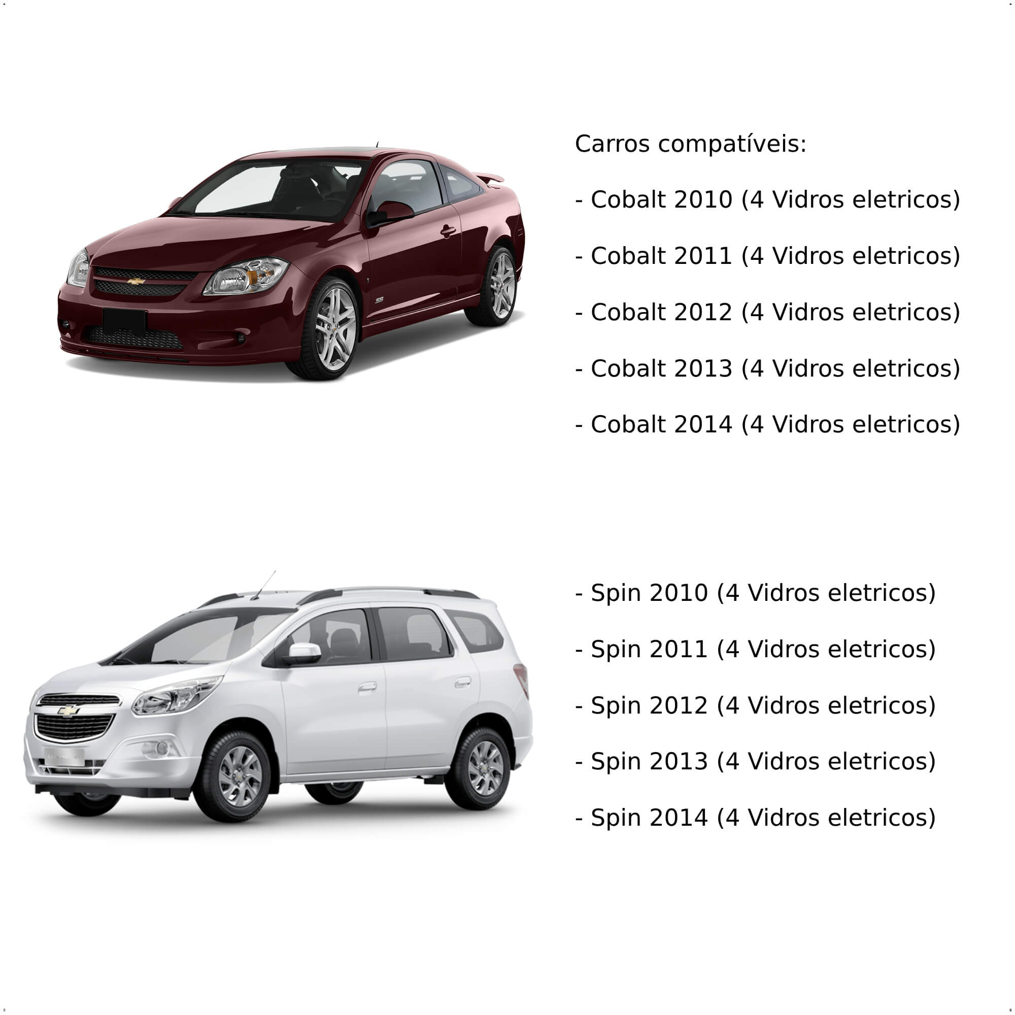 Módulo de Vidro Elétrico Plug and Play Antiesmagamento 4P Cobalt/Spin 2010-2014 Tury - PRO 4.10 AA