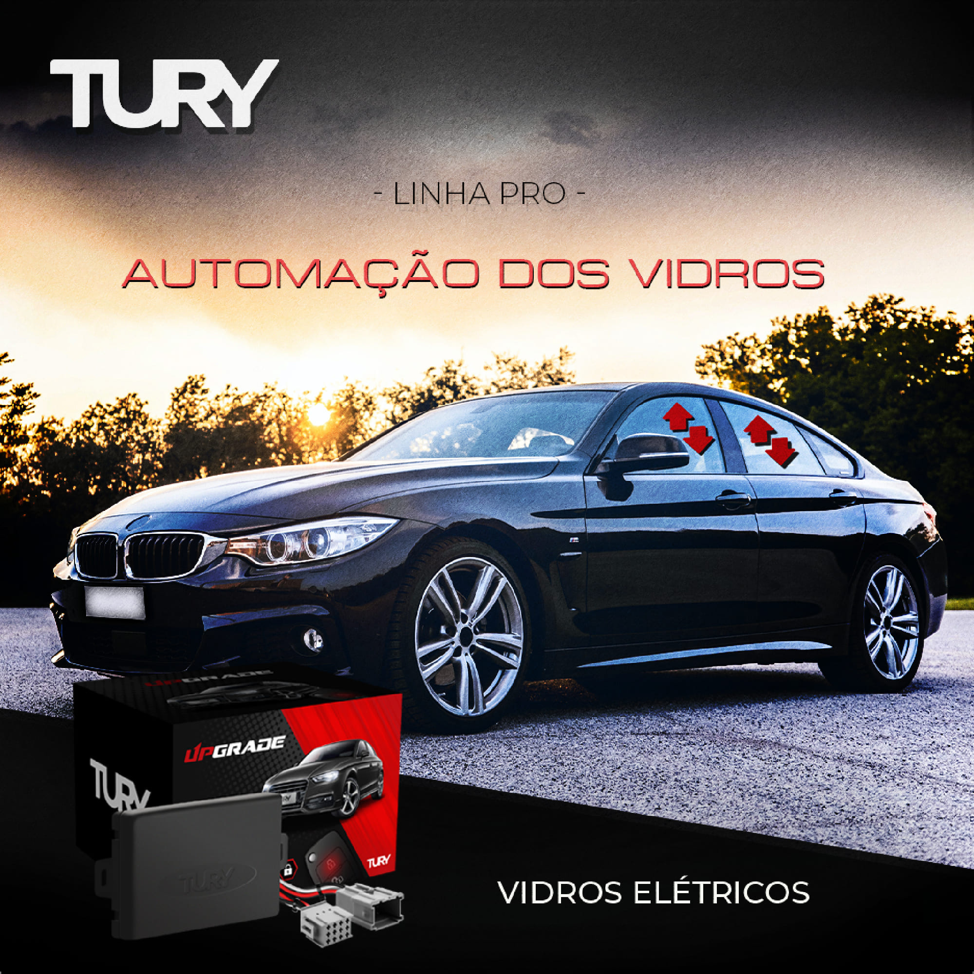 Módulo de Vidro Elétrico Plug and Play Antiesmagamento 4P Cobalt/Spin 2010-2014 Tury - PRO 4.10 AA