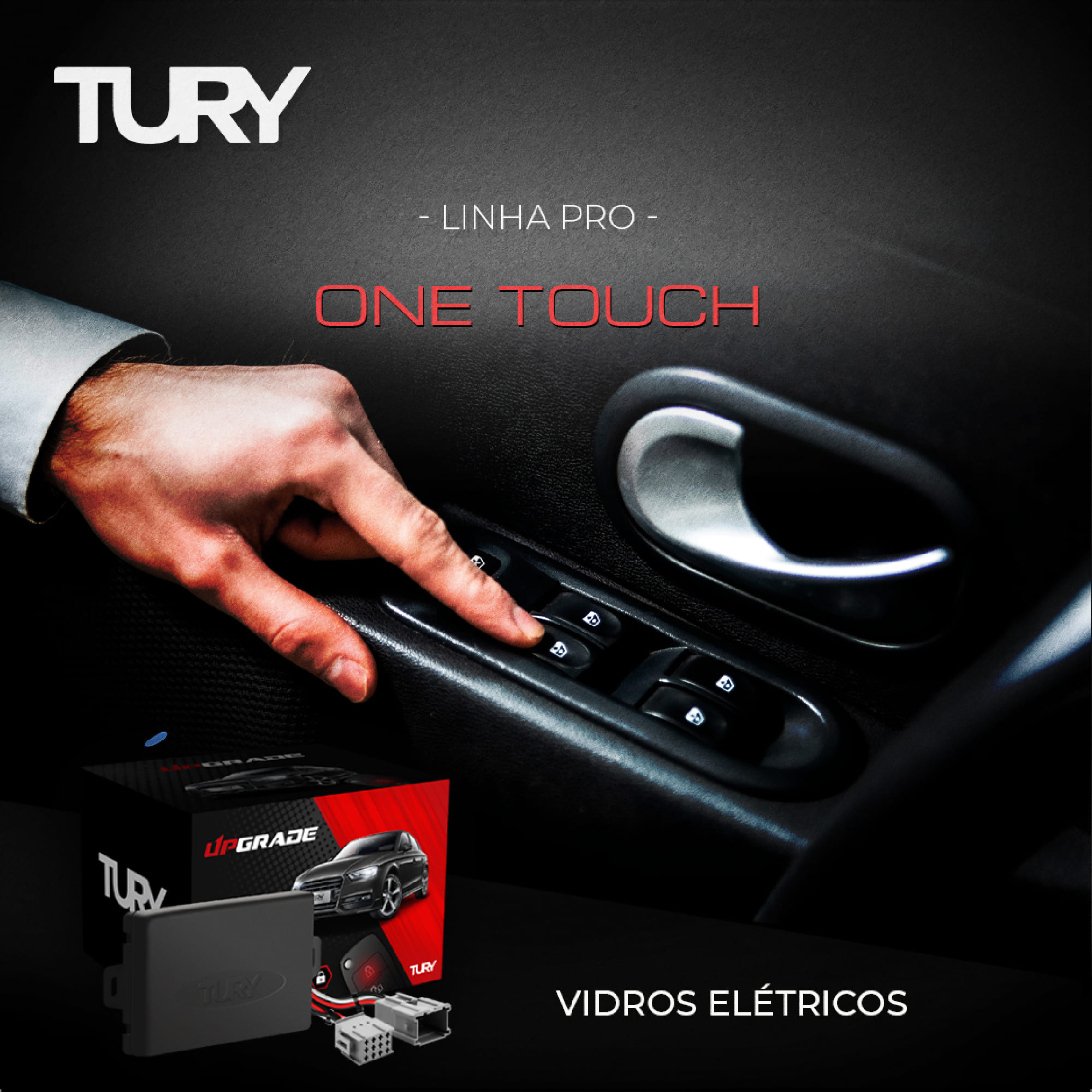 Módulo de Vidro Elétrico Plug and Play Antiesmagamento 4P Cobalt/Spin 2010-2014 Tury - PRO 4.10 AA