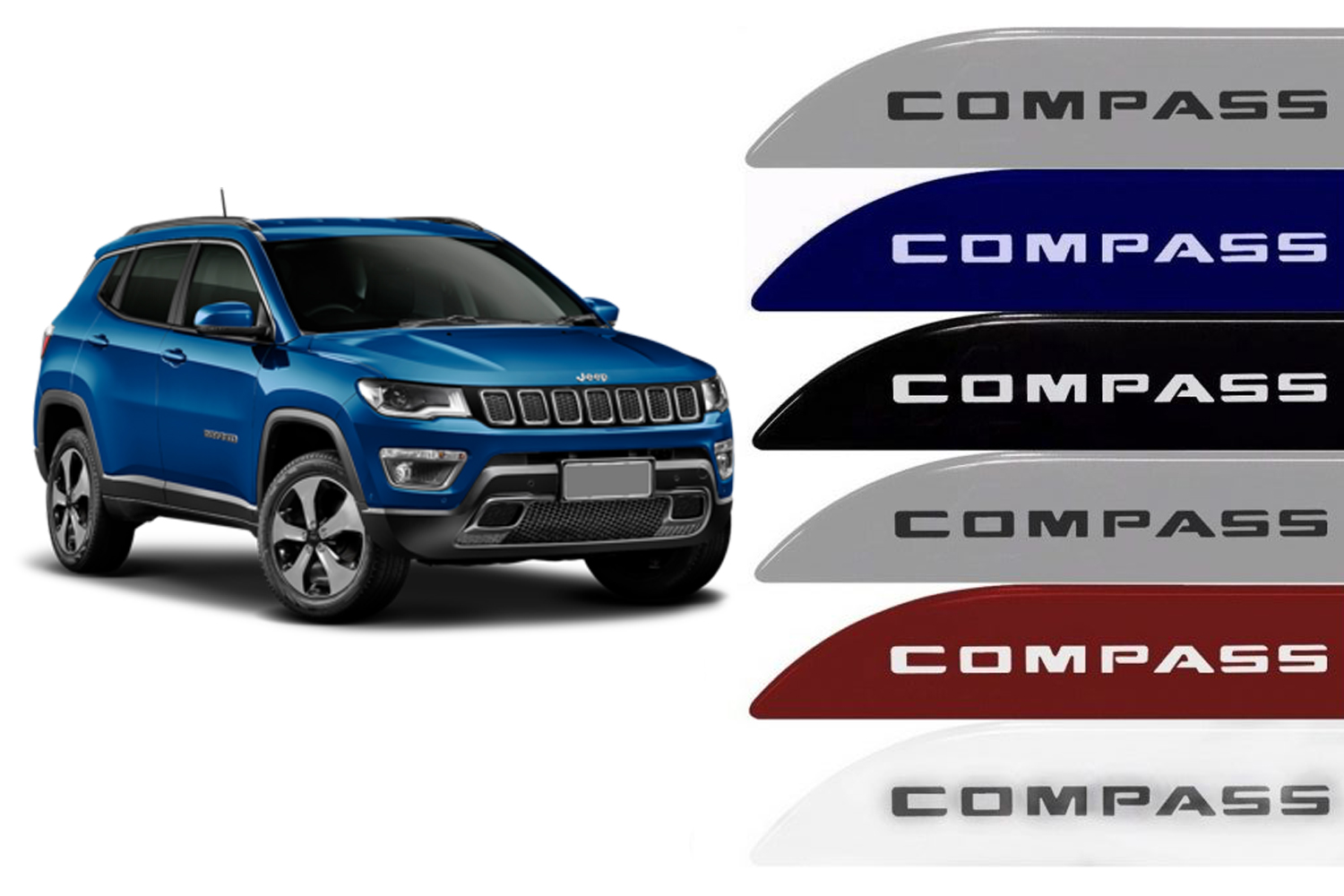 Friso Sean com nome Jeep Compass Preto Carbon Facão