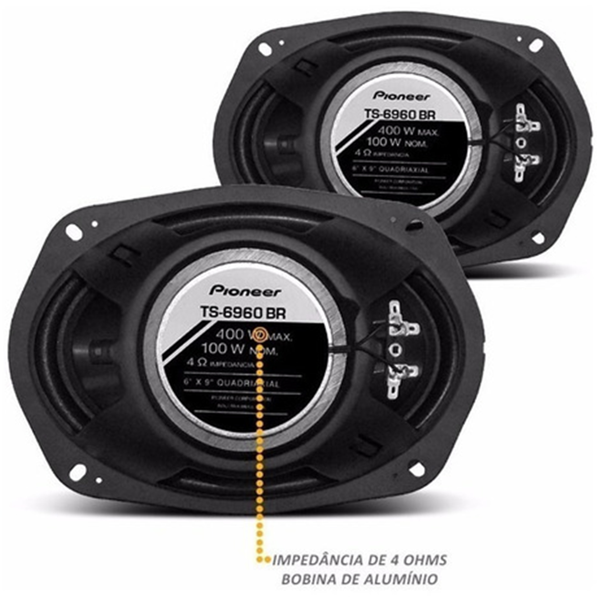 Alto Falantes Pioneer TS-6960BR 6x9 Polegadas Quadriaxial 100WRMS 4 Ohms Som Automotivo 400Wx2 Máx
