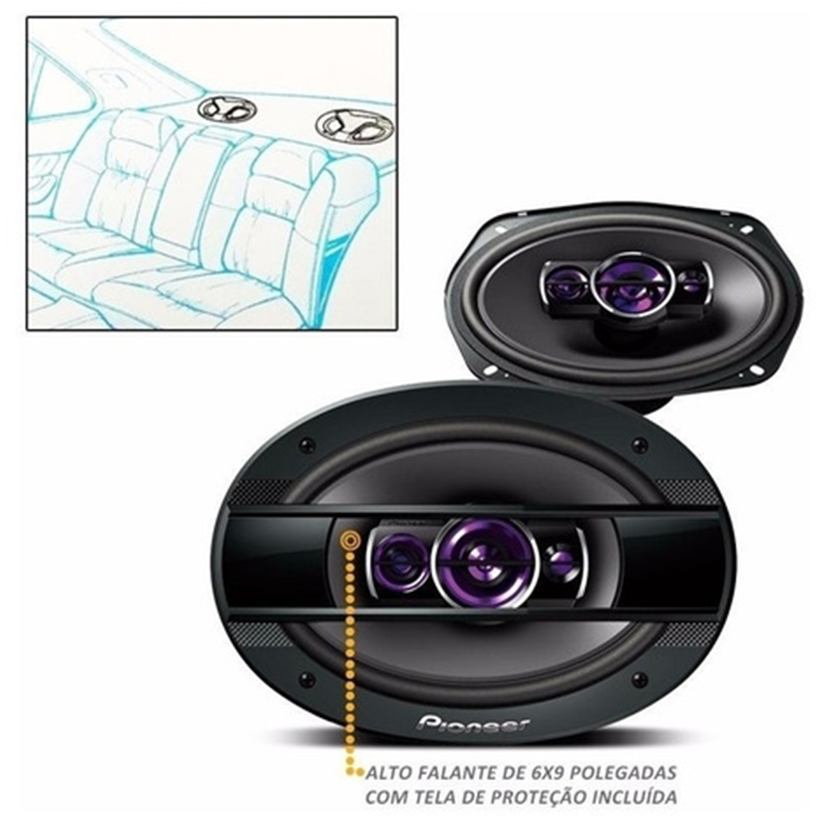 Alto Falantes Pioneer TS-6960BR 6x9 Polegadas Quadriaxial 100WRMS 4 Ohms Som Automotivo 400Wx2 Máx