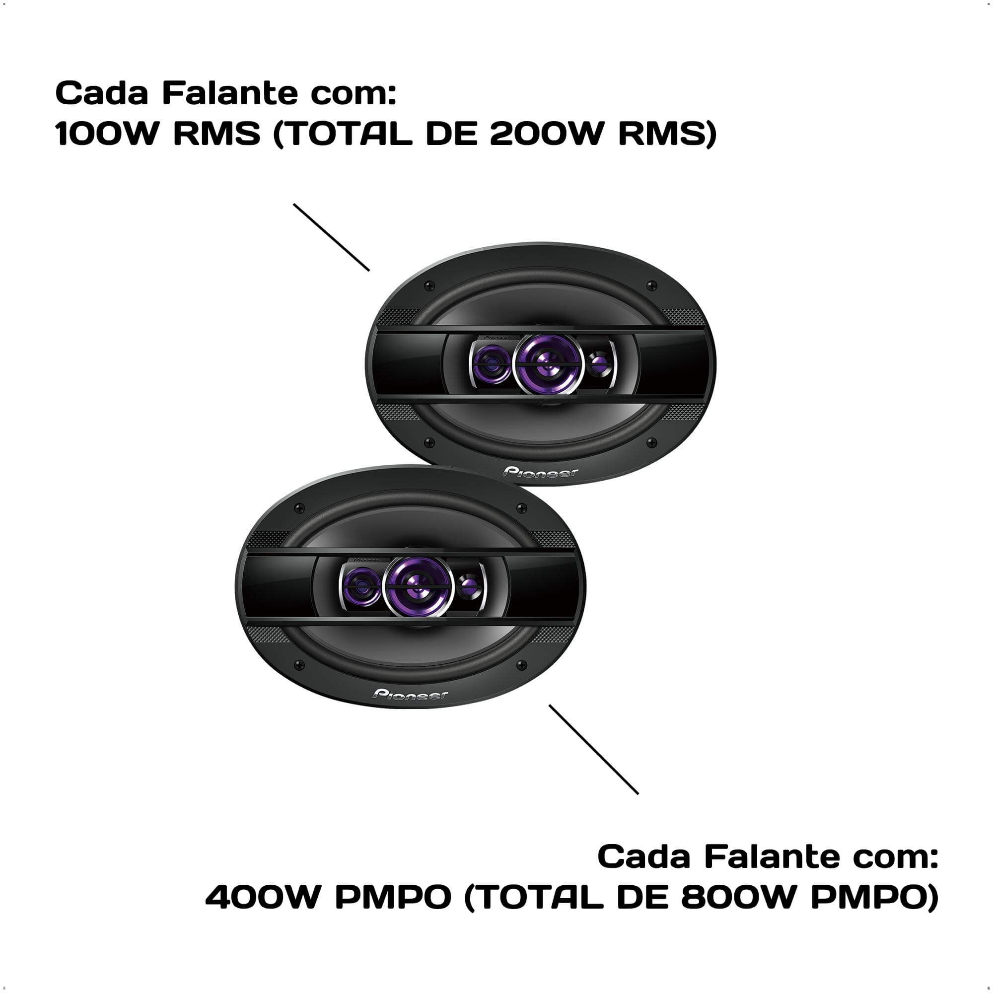 Alto Falantes Pioneer TS-6960BR 6x9 Polegadas Quadriaxial 100WRMS 4 Ohms Som Automotivo 400Wx2 Máx