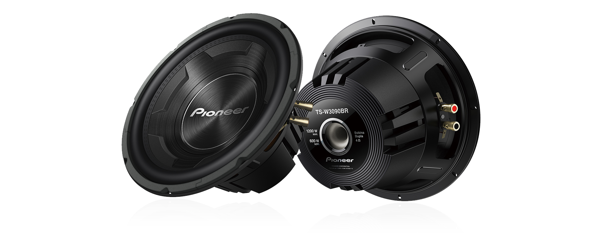 Alto Falante Subwoofer Pioneer TS-W3090BR 12 pol 600W RMS 2X4 Ohms Bobina Dupla