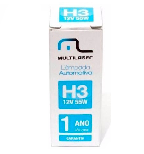 Lâmpada Halógena Automotiva H3 12v 55w Comum Multilaser - Au803