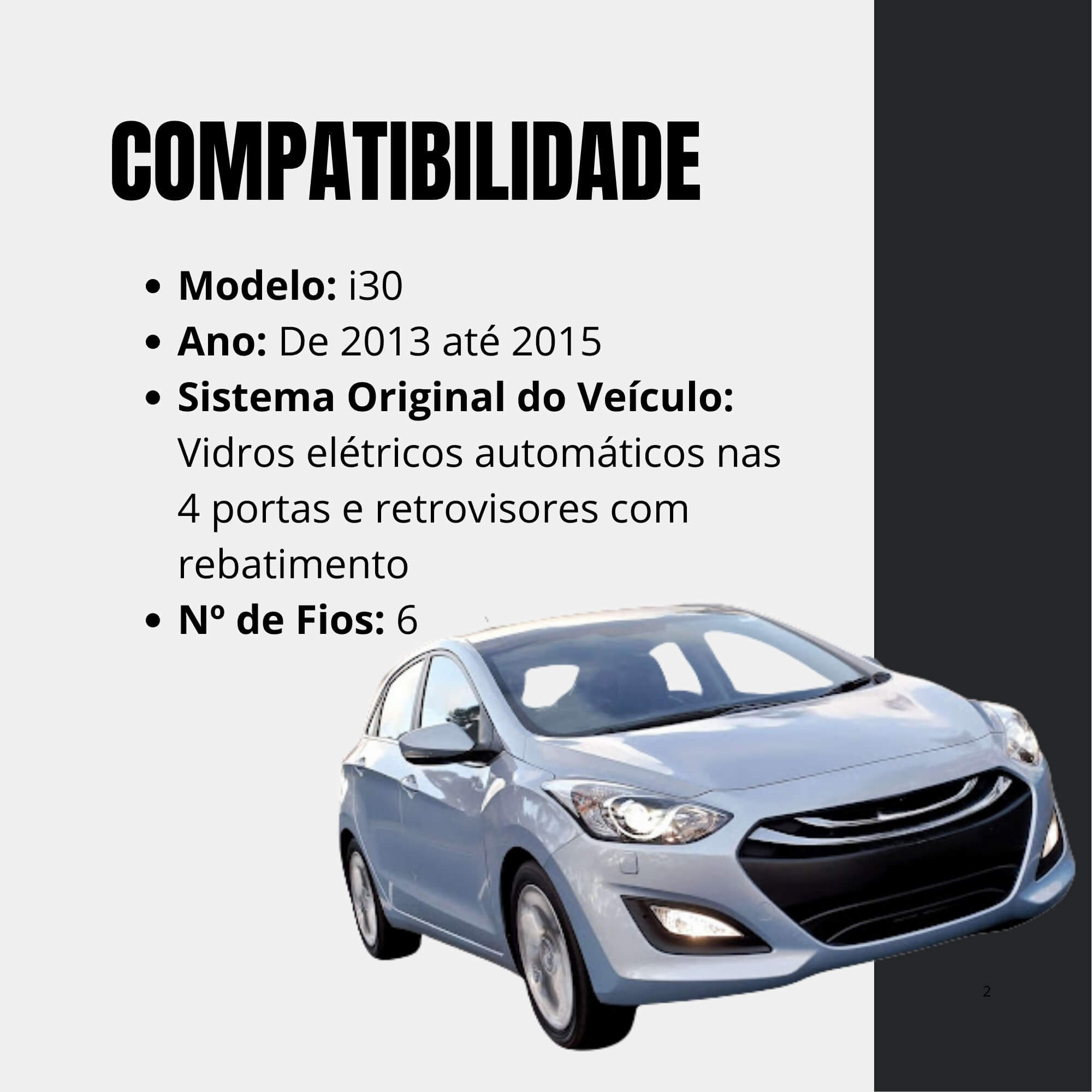 Módulo de Vidros Retrovisores Elétricos Tilt Down Anti Esmagamento i30 13/15 Tury - PARK4.2.4BD