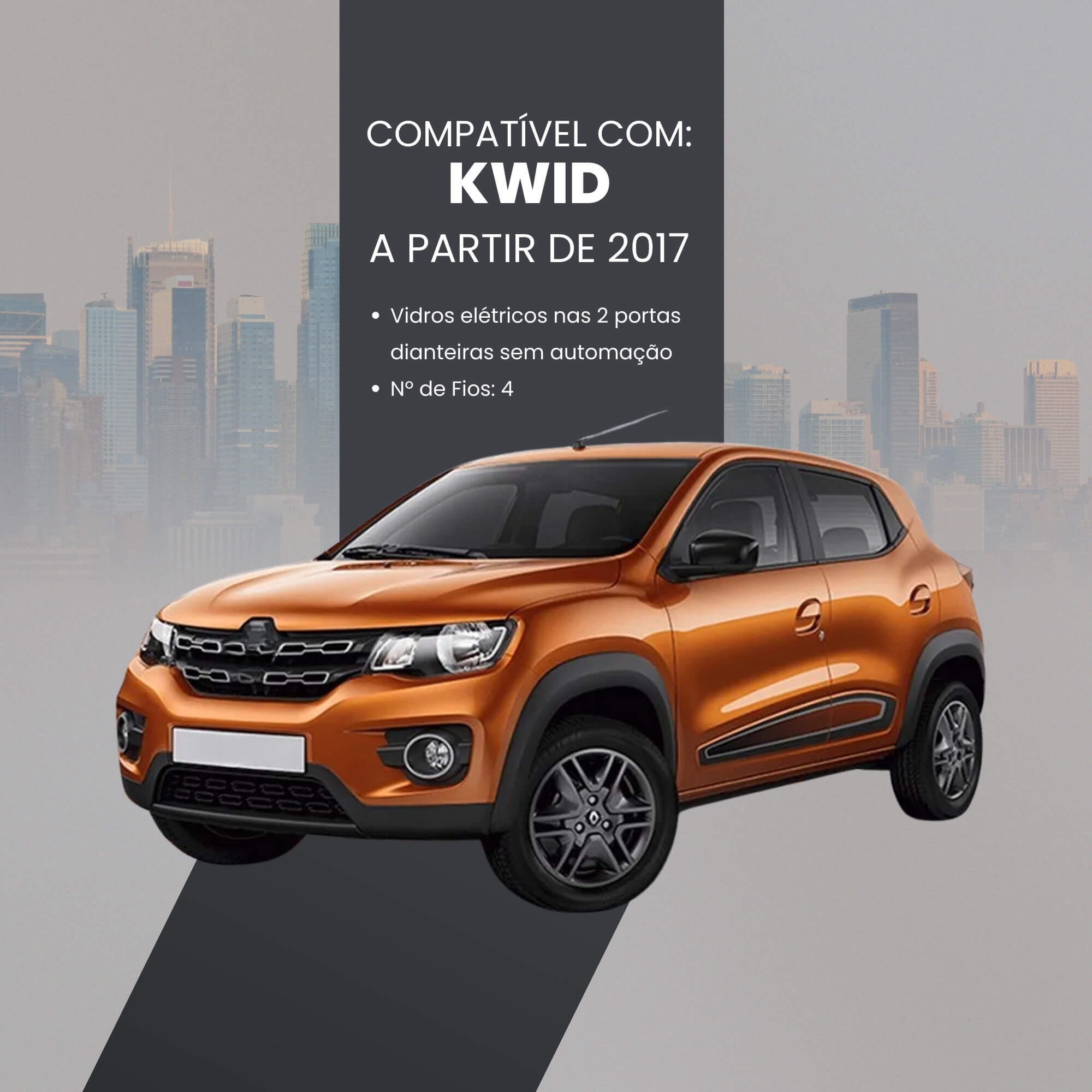 Módulo Automação de Vidros (Dianteiro) compatível c/ Kwid a partir de 2017 Tury - PRO2.5EJ