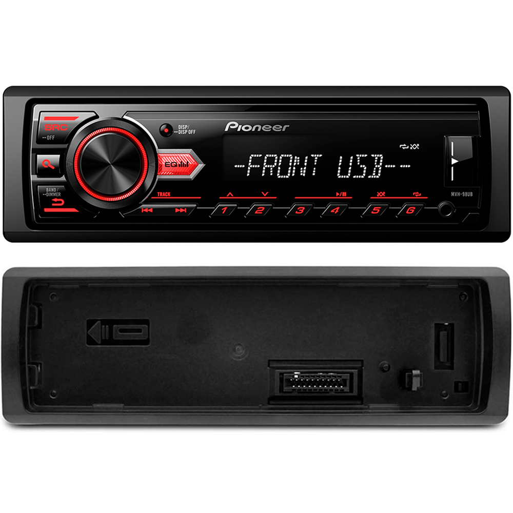 Rádio de Carro Som Automotivo Pioneer MVH-98UB Media Receiver Usb MP3 Auxiliar FM ( Sem Bluetooth)