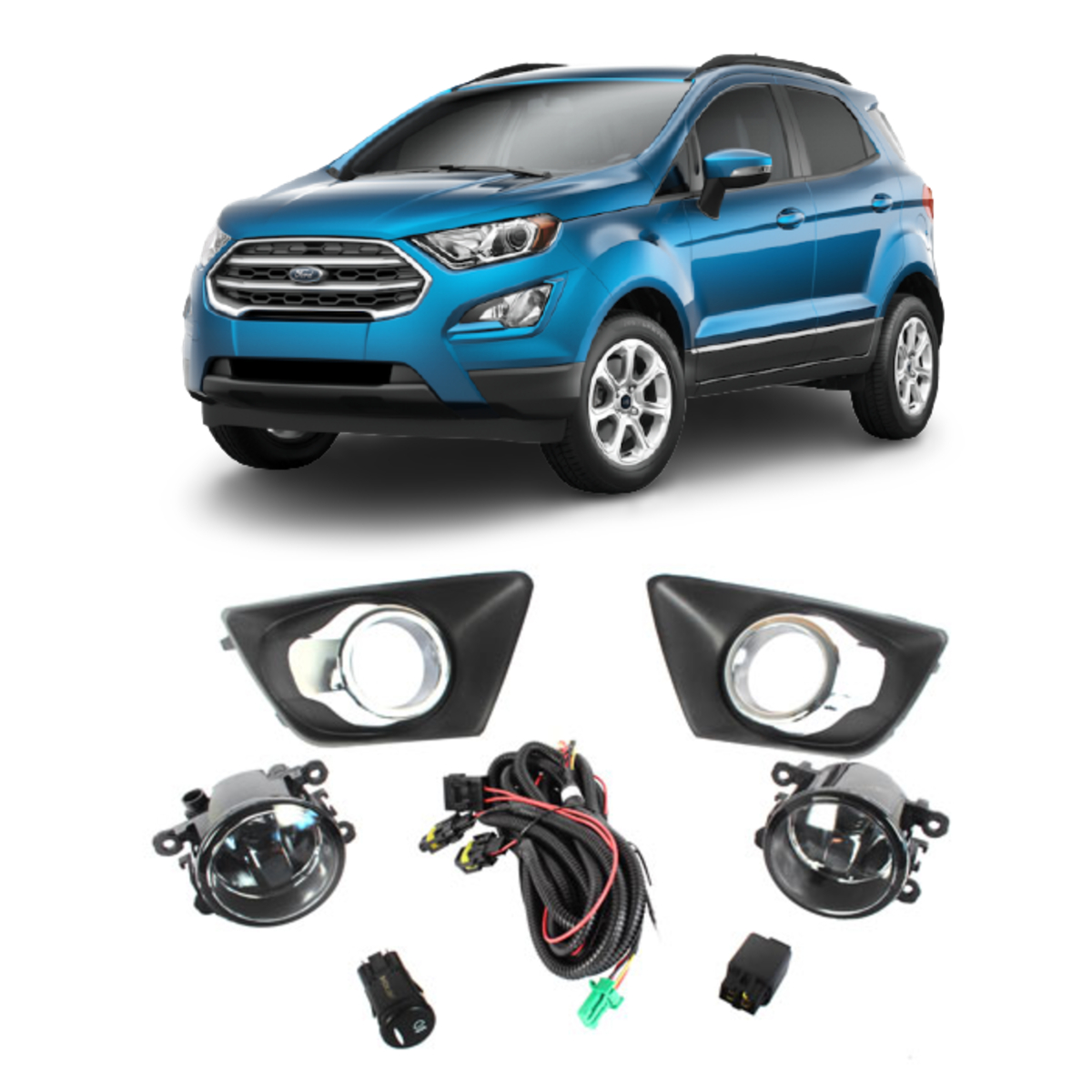 Kit Faról de Milha Ford Ecosport 2012 até 2018 Chave Universal SL-100810U Shocklight