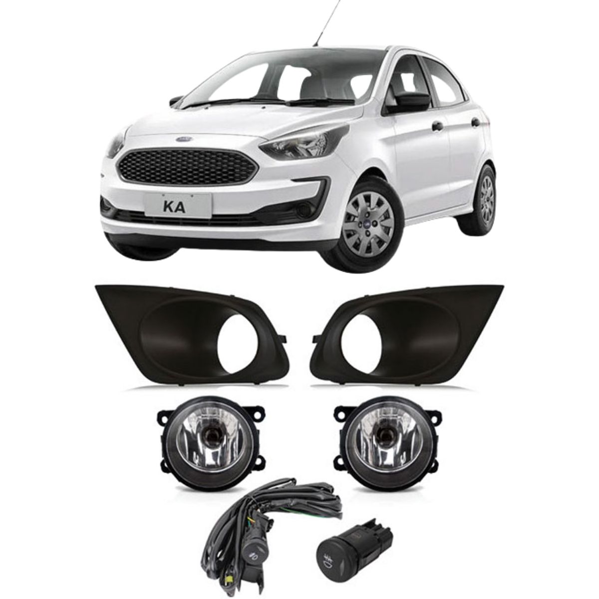 Kit Faról Milha Ford Ká 2012/2013/2014  Com Grade H11 12V 55W SL-101410 Shocklight