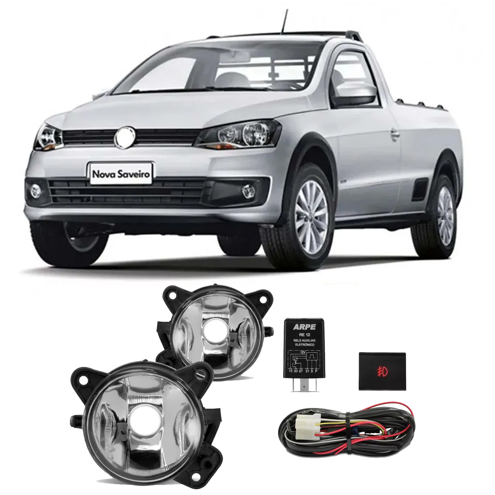 Kit Faról Milha Saveiro G6 2013 em diante Sem Grade Botão Original SL-261010 - Shocklight