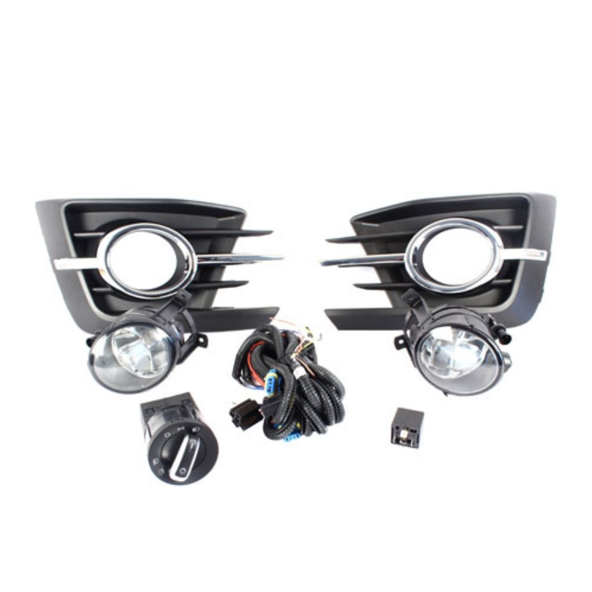 Kit Faról Milha Shocklight Gol/Voyage G7 2016+ c/ grade Cromada Botão Original Cromado SL-262410CR