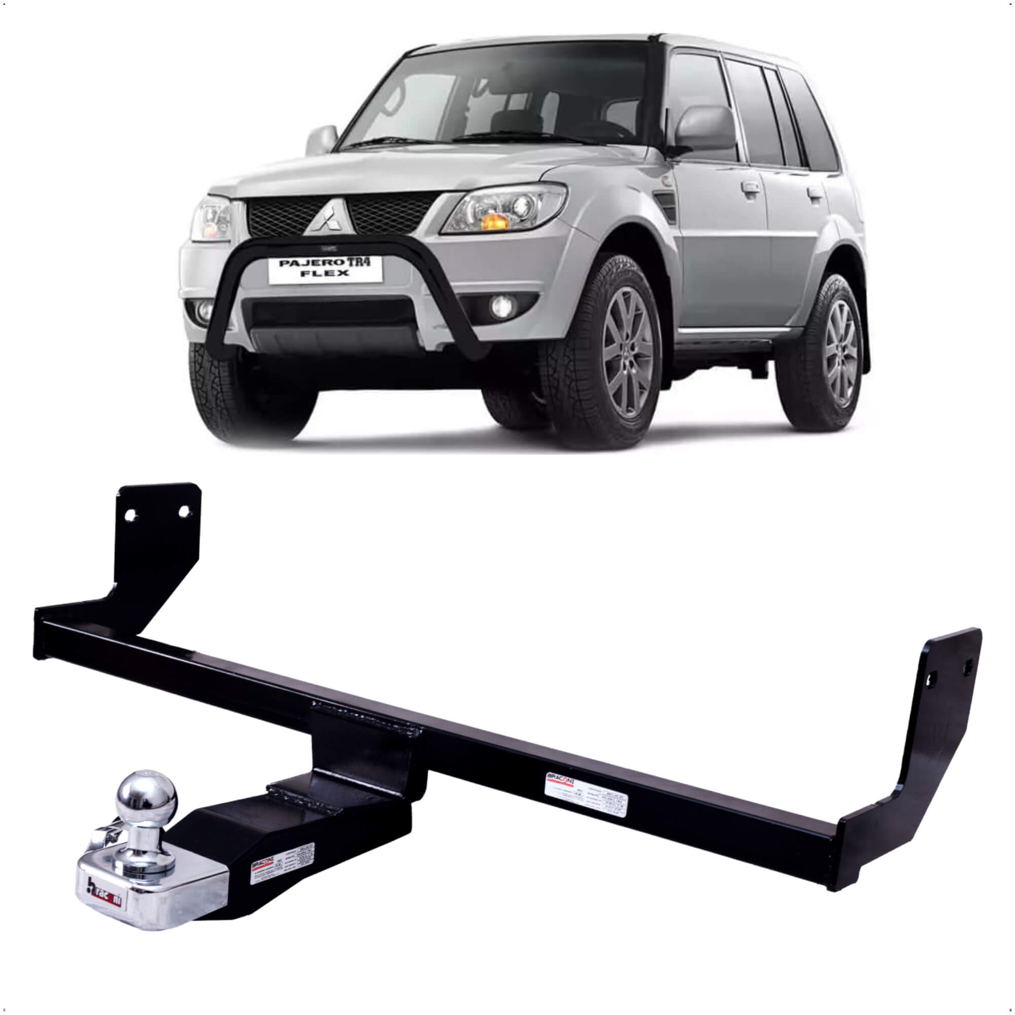 Engate Braconi Pajero TR-4 2008 a 2013 Não Precisa Furar c/ Bola Cromada Tração 650kg Fixo-IM-57
