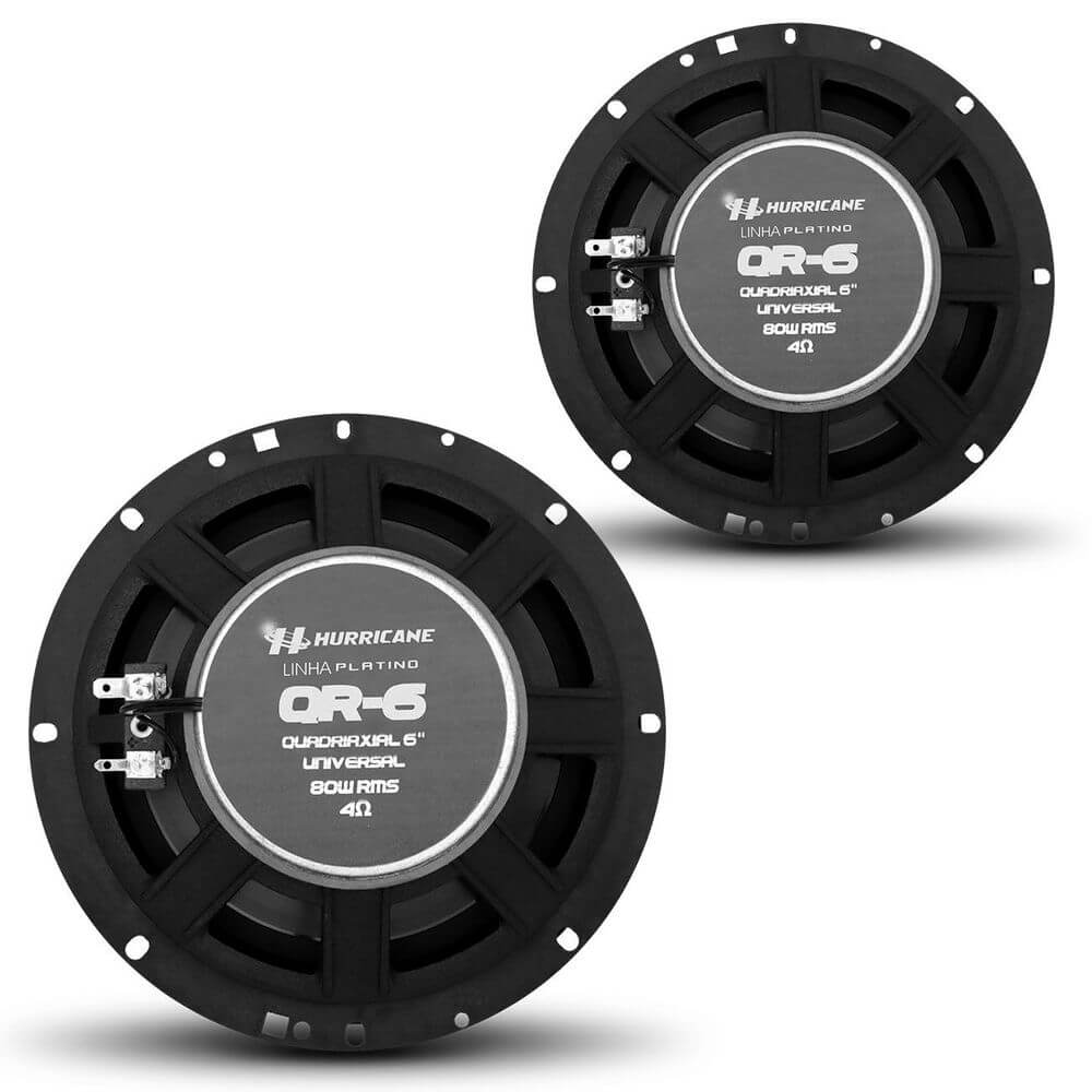 Par Alto Falante 6 Polegadas 80W RMS 4 Ohms Hurricane QR6 Quadriaxial Bobina Simples