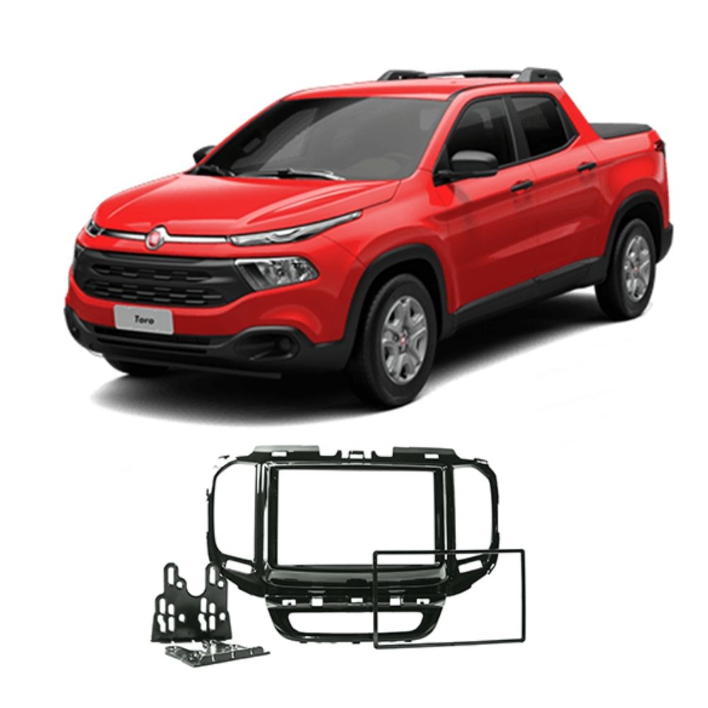 Moldura 2 Din Fiat Toro 2016 até 2020 Black Piano CH/JP Expex EPX299