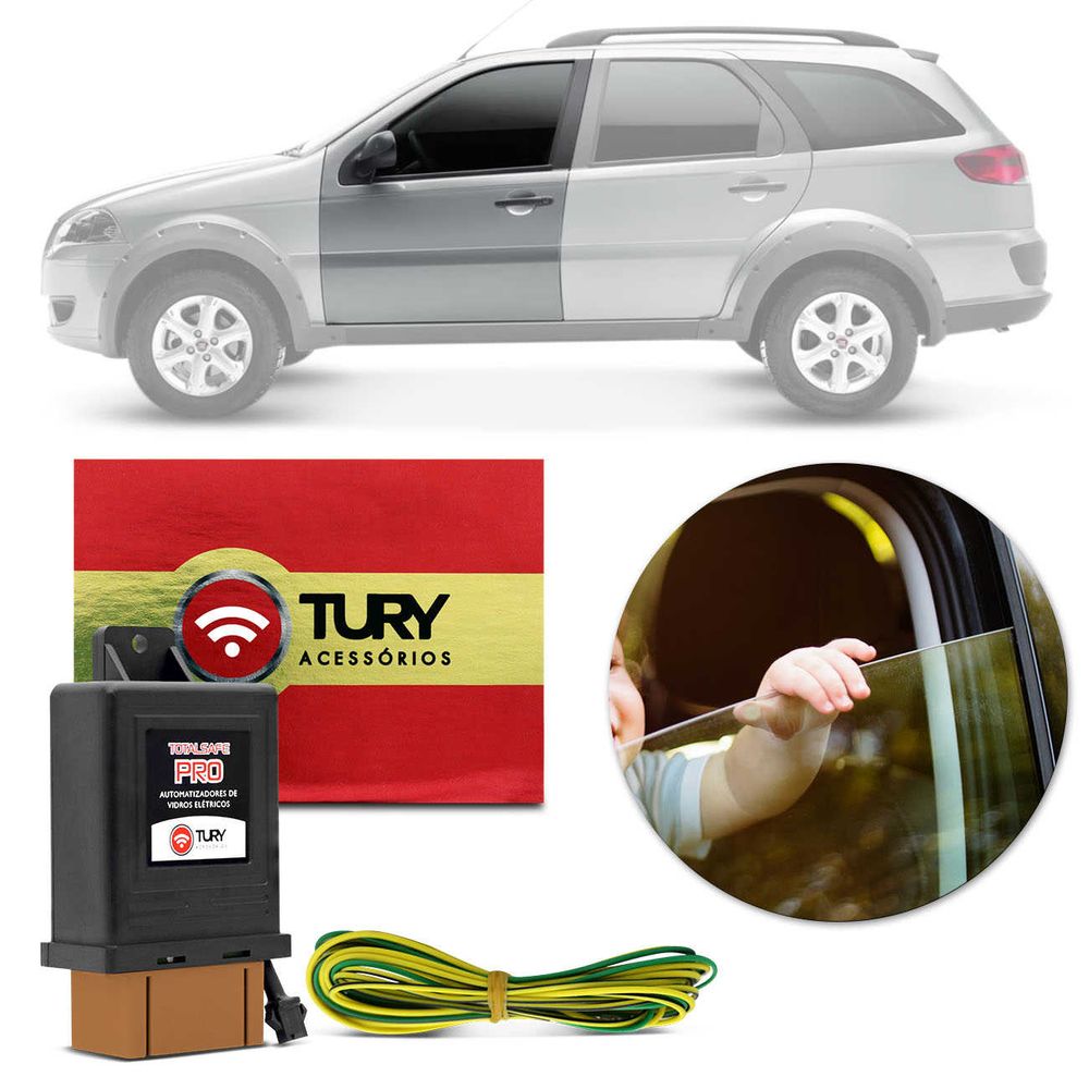 Modulo de Vidro Tury com Anti-esmagamento PRO2.16EN - Linha Fiat Dianteiro